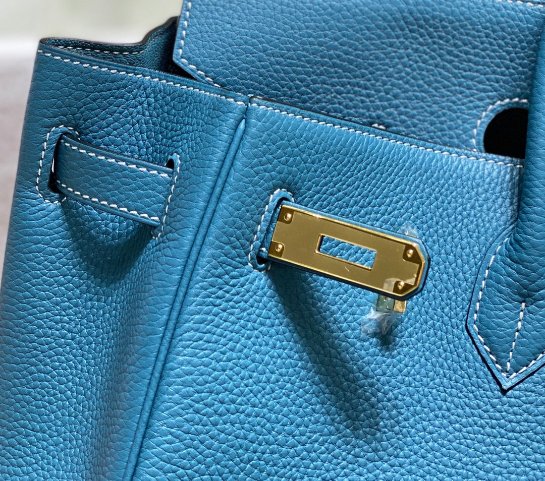 HM BIRKIN 35CM BAG CERULEAN CALFSKIN GOLD HARDWARE