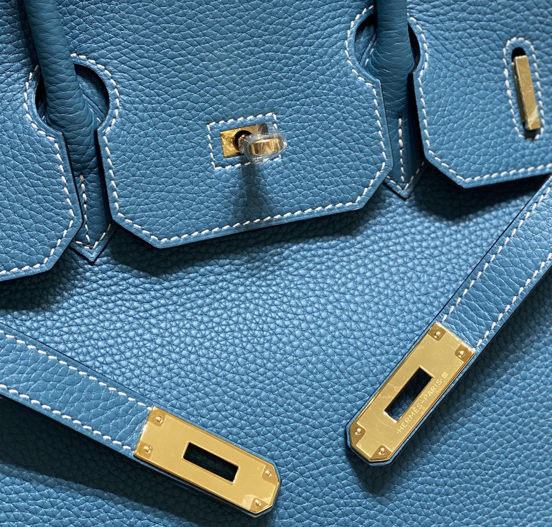 HM BIRKIN 35CM BAG CERULEAN CALFSKIN GOLD HARDWARE