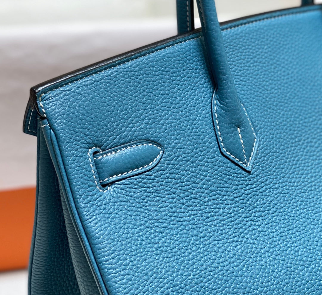 HM BIRKIN 35CM BAG CERULEAN CALFSKIN GOLD HARDWARE