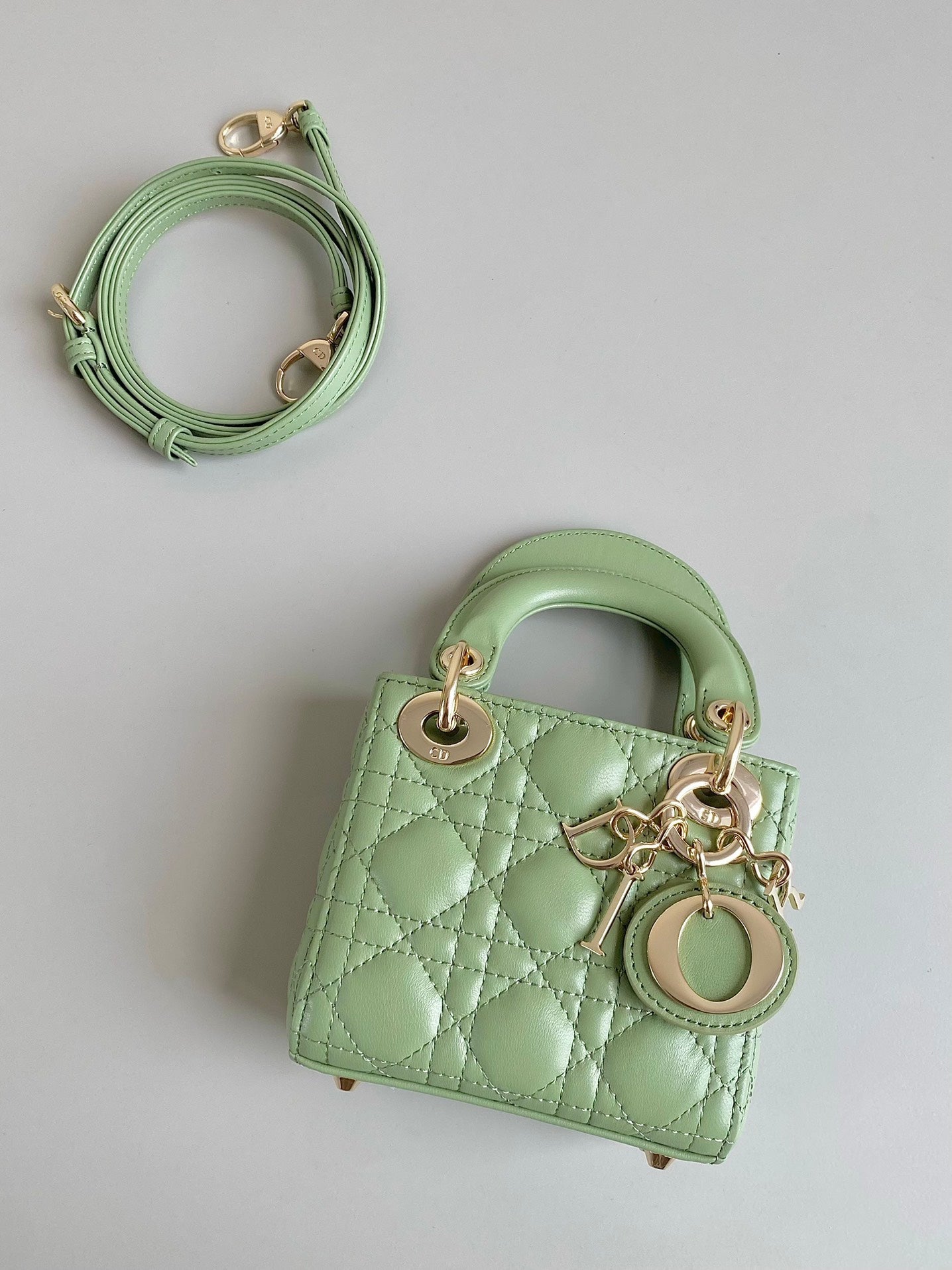 MICRO LADY 12 BAG IN LIGHT GREEN LAMBSKIN