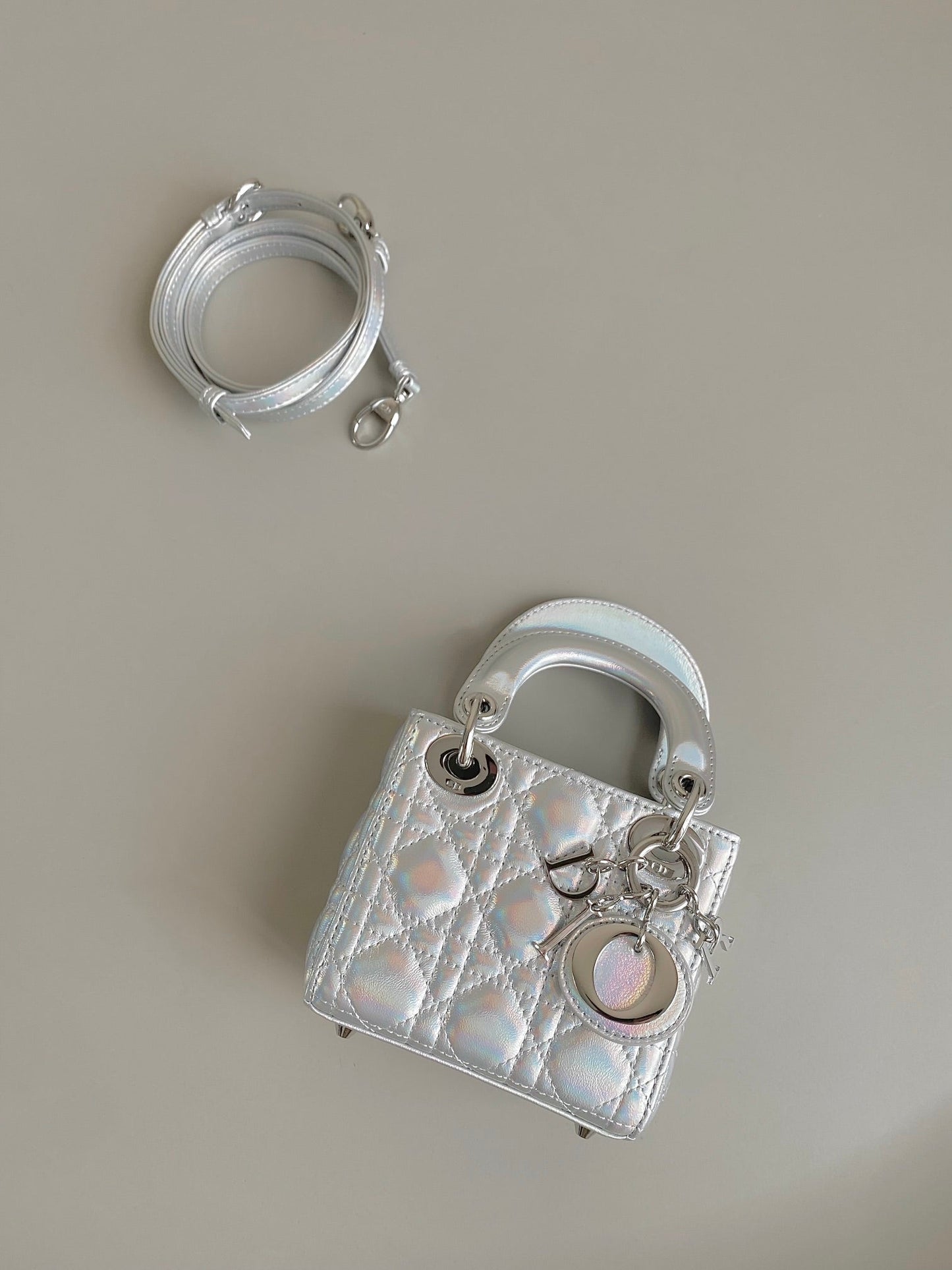 MICRO LADY 12 BAG IN SILVER LAMBSKIN