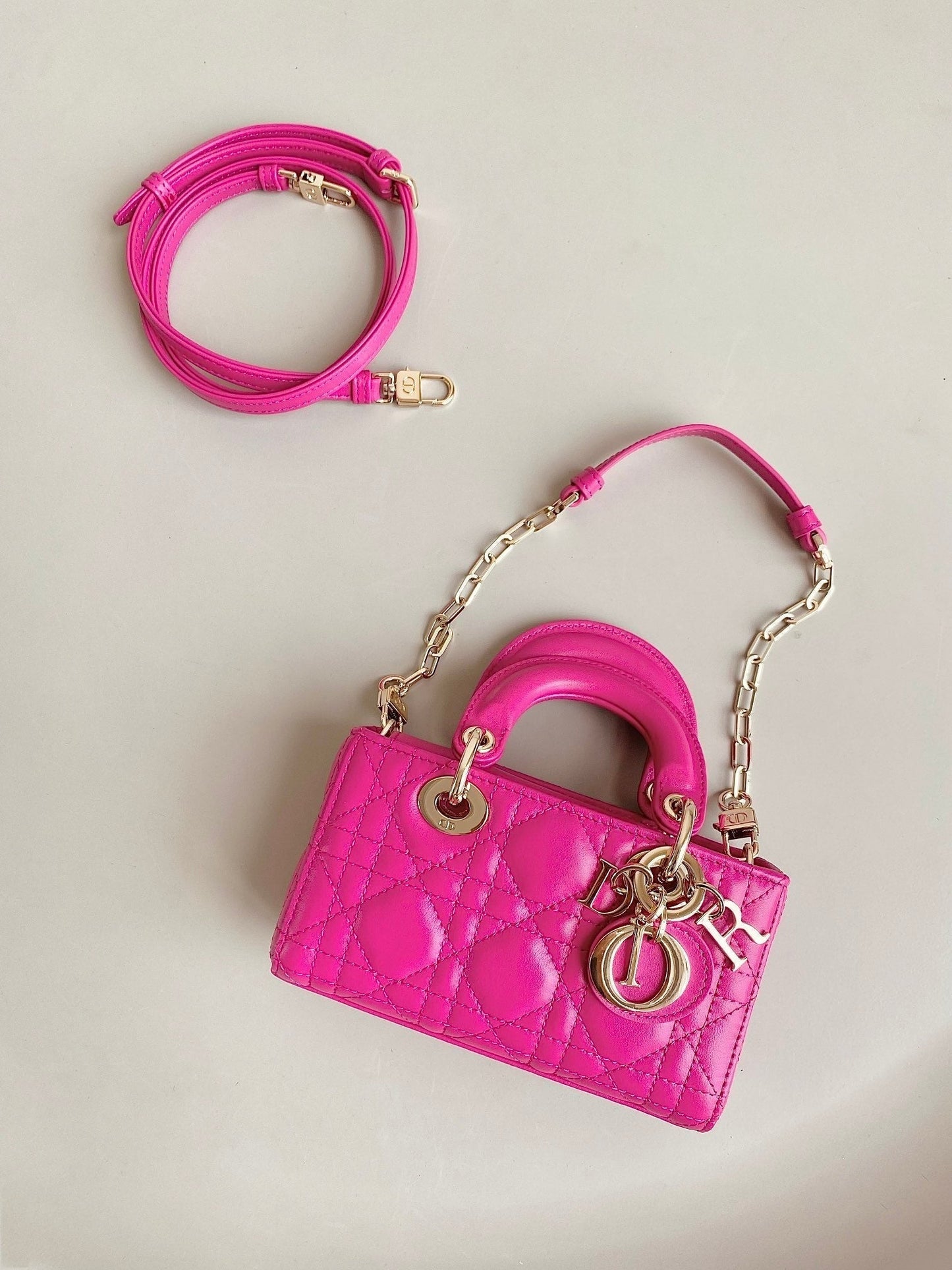 MINI D-JOY BAG 17 IN HOT PINK LAMBSKIN