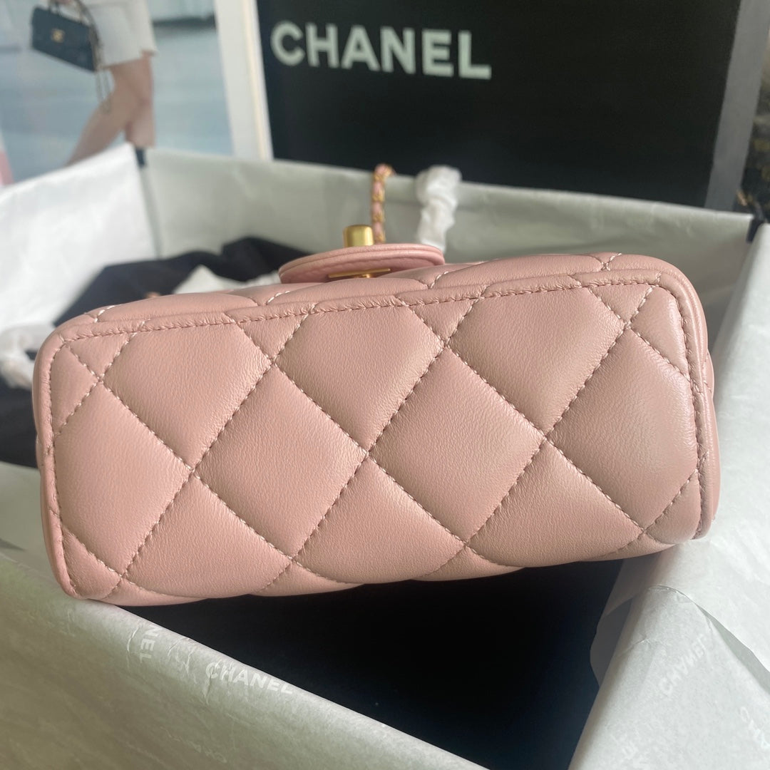 CC MINI 15 BAG IN LIGHT PINK CALFSKIN GOLDEN HARDWARE