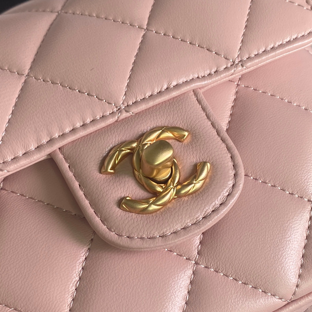 CC MINI 15 BAG IN LIGHT PINK CALFSKIN GOLDEN HARDWARE