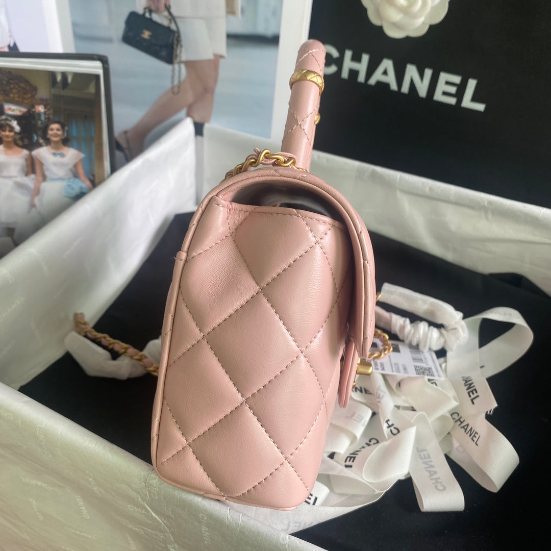 CC MINI 15 BAG IN LIGHT PINK CALFSKIN GOLDEN HARDWARE