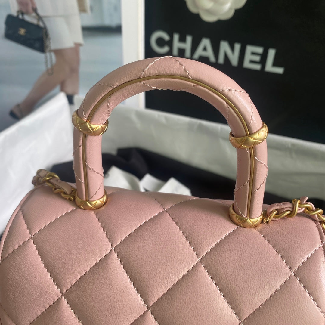 CC MINI 15 BAG IN LIGHT PINK CALFSKIN GOLDEN HARDWARE