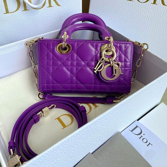 MINI D-JOY BAG 17 IN VIOLET PURPLE LAMBSKIN