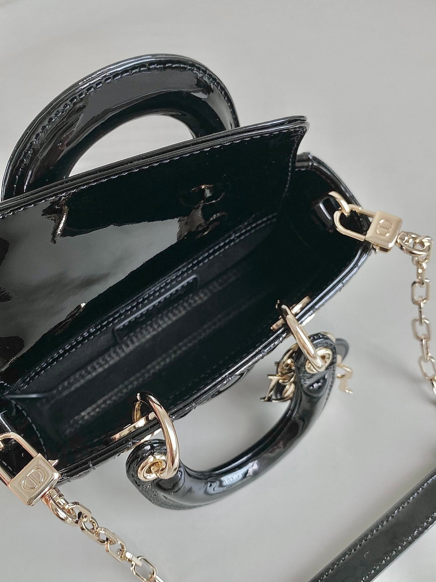 MINI D-JOY BAG 17 IN BLACK LAMBSKIN