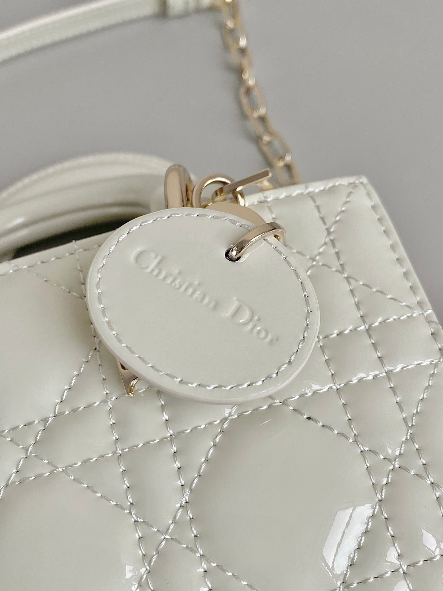 MINI D-JOY BAG 17 IN WHITE LAMBSKIN