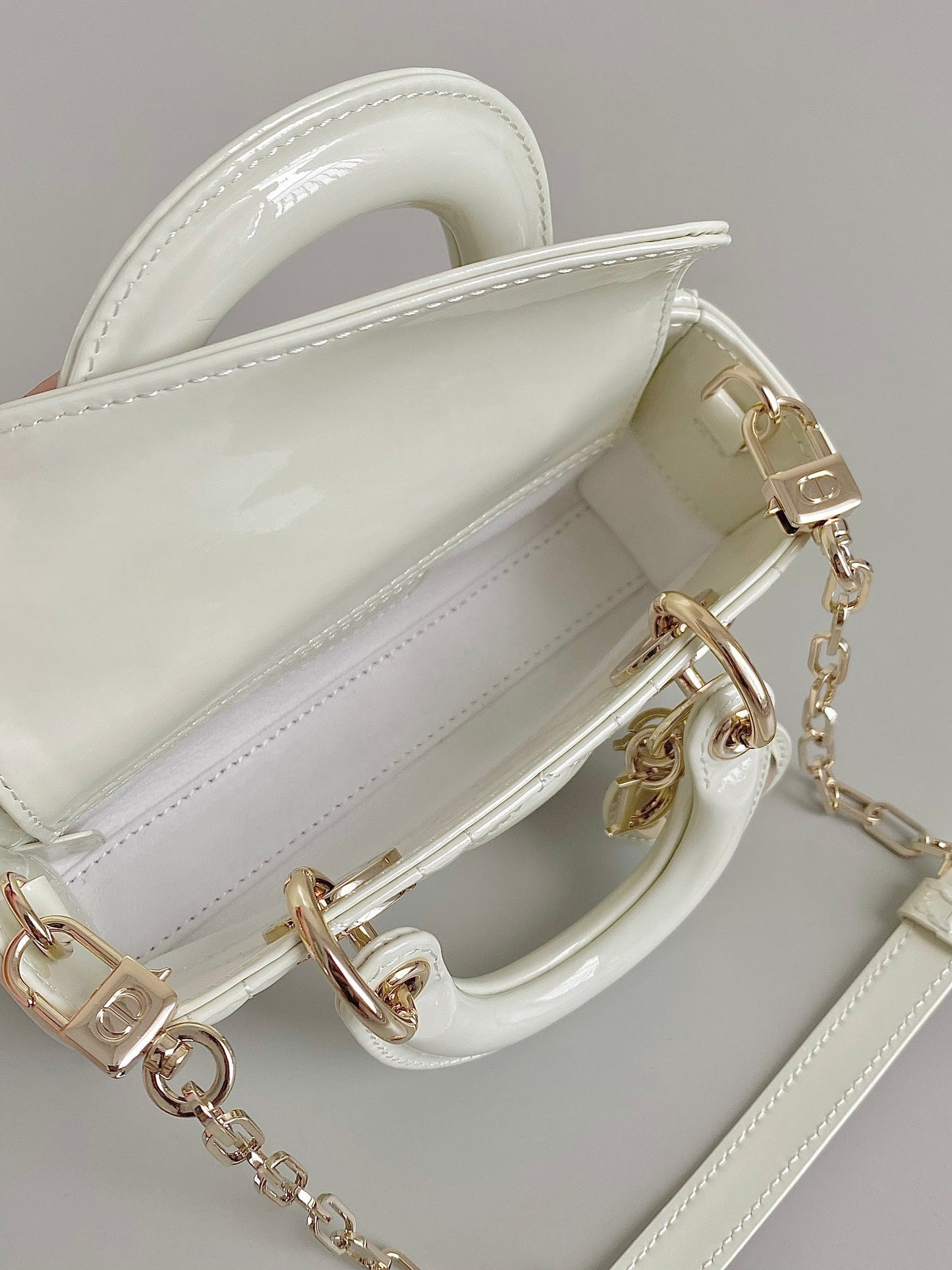 MINI D-JOY BAG 17 IN WHITE LAMBSKIN