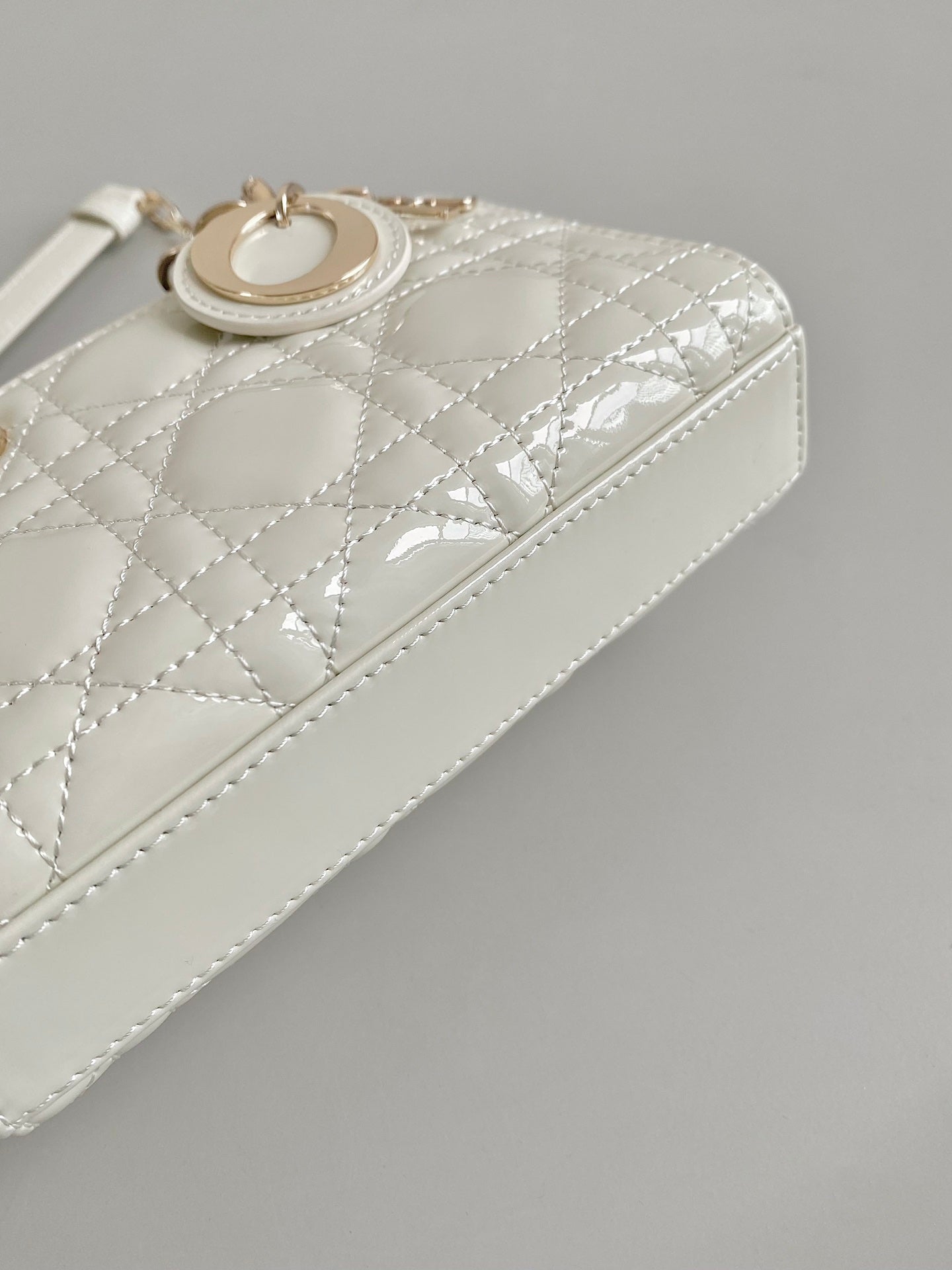 MINI D-JOY BAG 17 IN WHITE LAMBSKIN