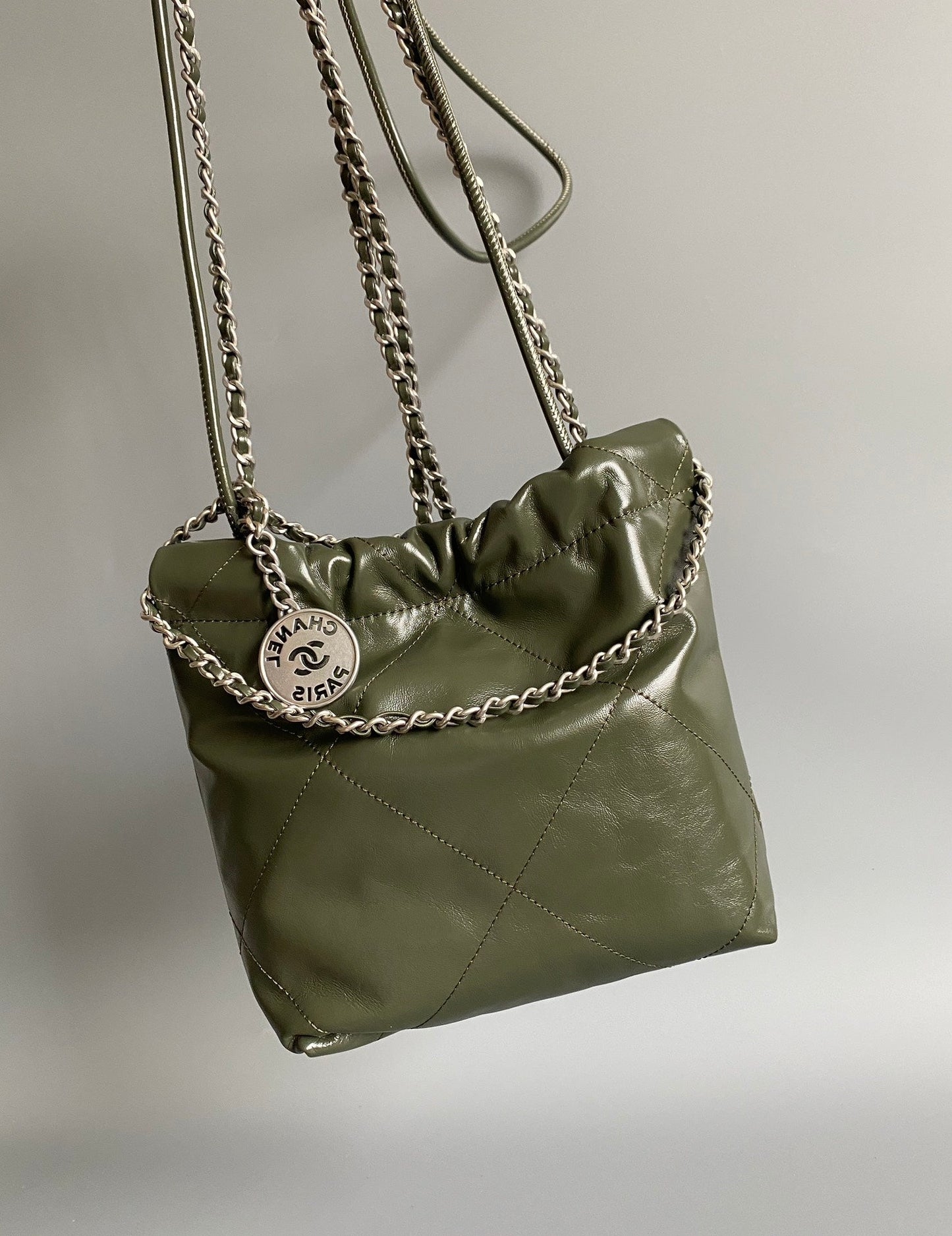 CC HOBO MINI 20CM OLIVE LAMBSKIN