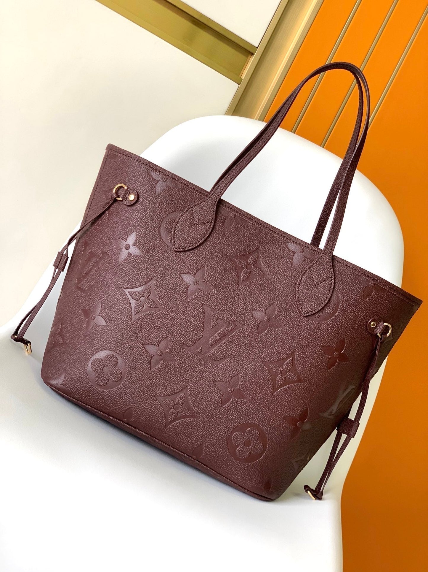 NEVERFULL MM 32 WINE MONOGRAM EMPREINTE LEATHER