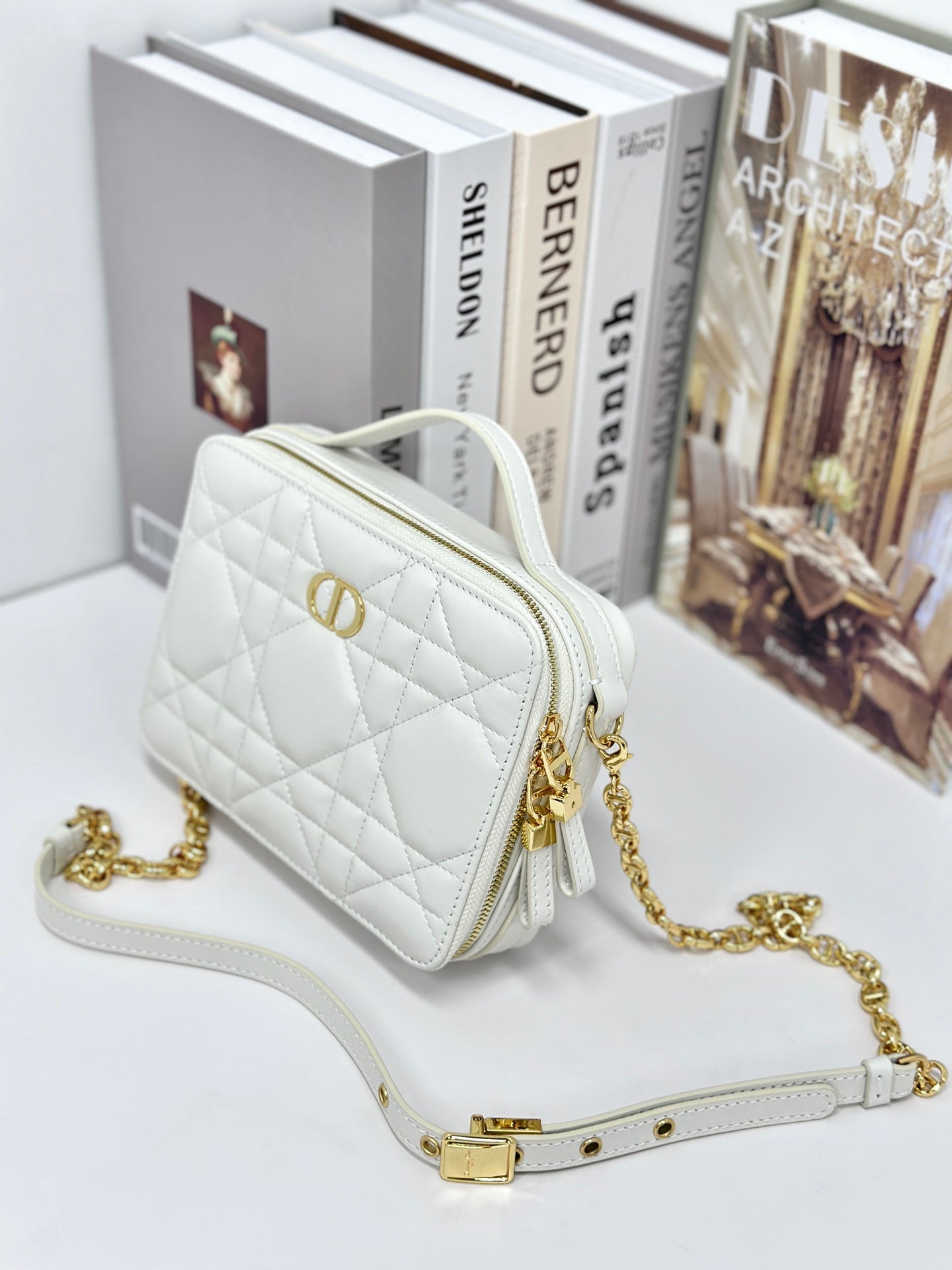 CARO BOX 19 IN WHITE CALFSKIN