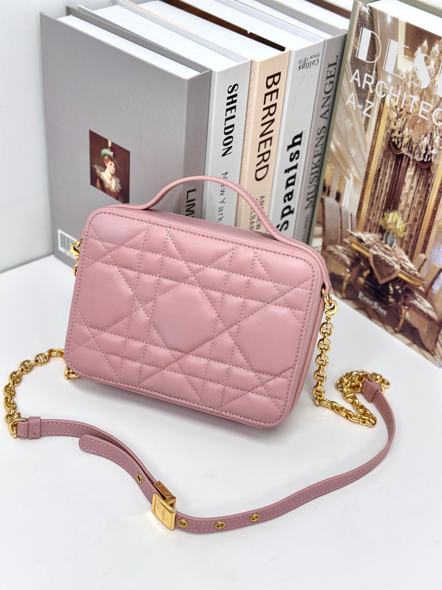 CARO BOX 19 IN LIGHT PINK CALFSKIN