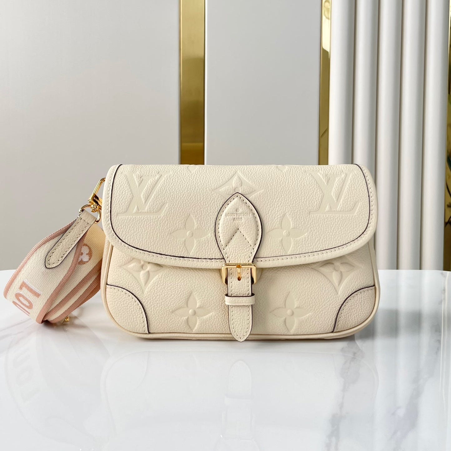 DIANE 23 IN CREAM MONOGRAM EMPREINTE LEATHER