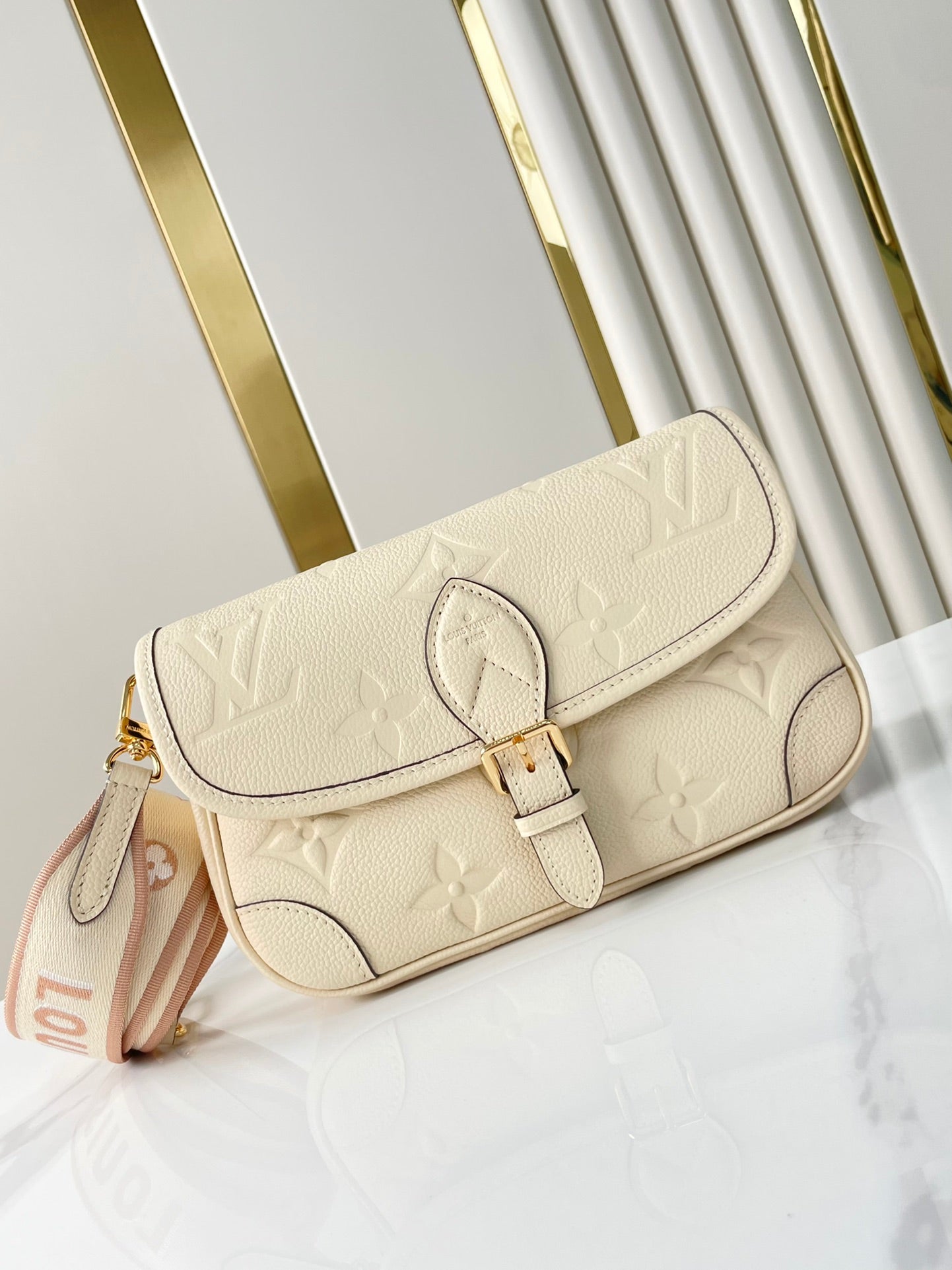 DIANE 23 IN CREAM MONOGRAM EMPREINTE LEATHER