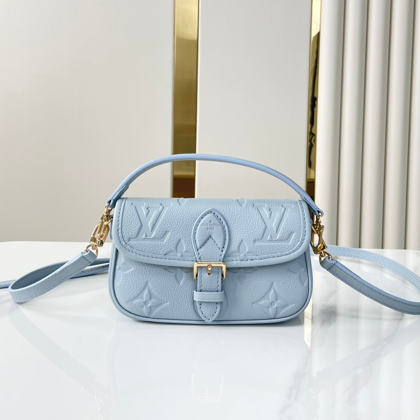 NANO DIANE 19 IN BEAU BLUE MONOGRAM EMPREINTE LEATHER