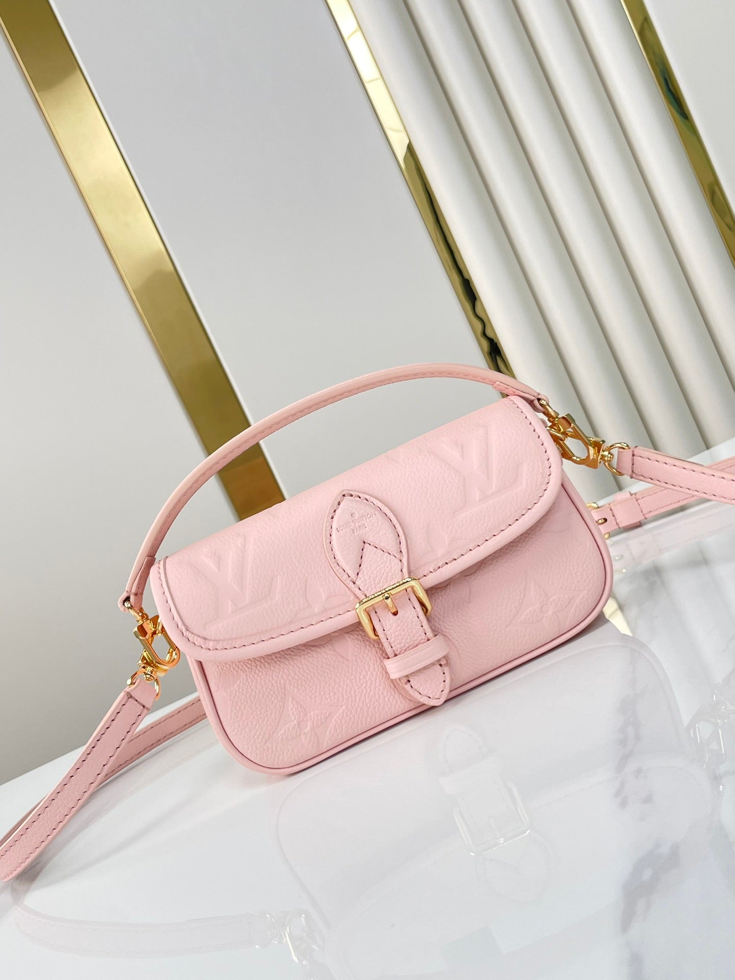 NANO DIANE 19 IN OPALE PINK MONOGRAM EMPREINTE LEATHER