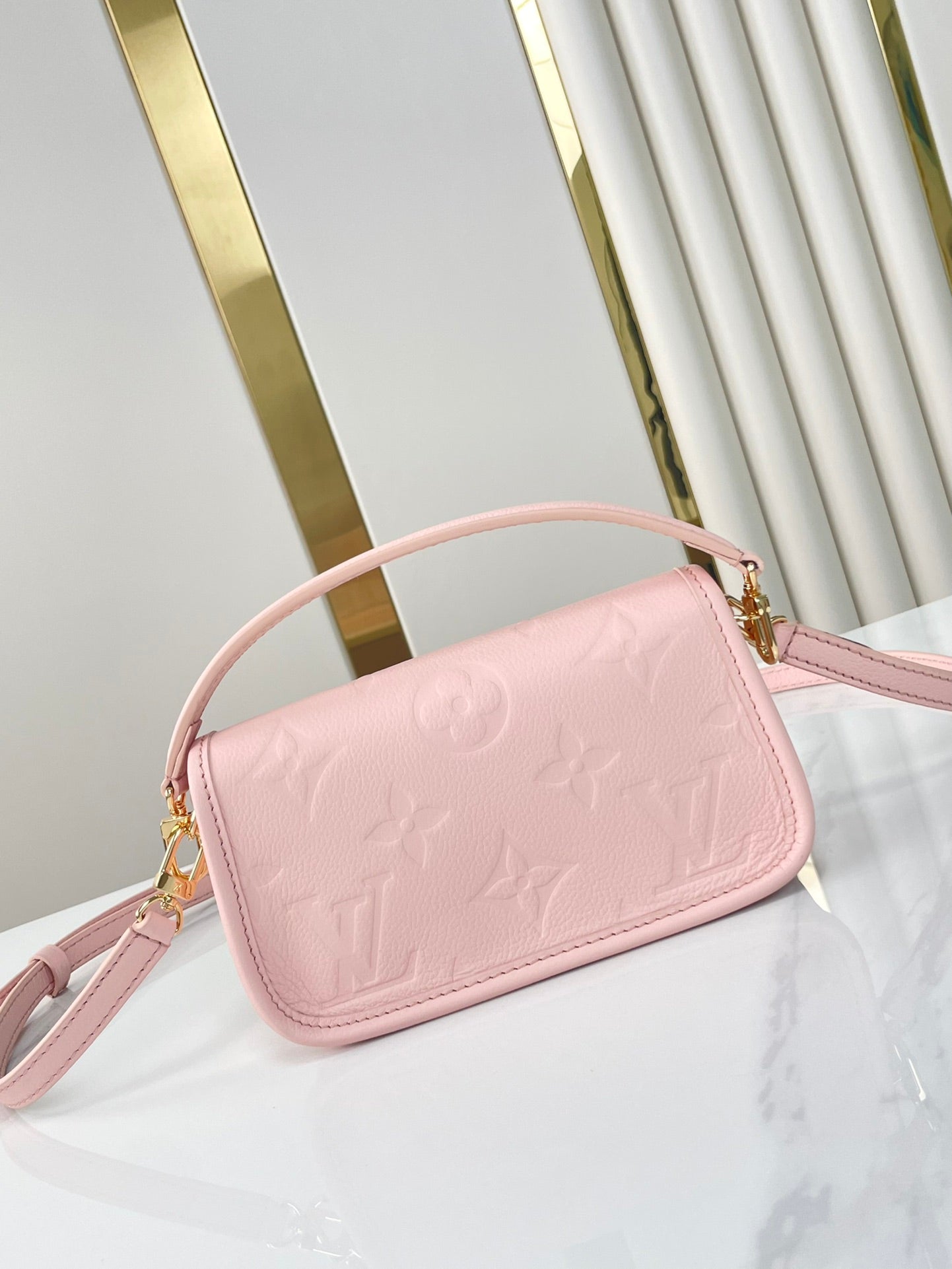 NANO DIANE 19 IN OPALE PINK MONOGRAM EMPREINTE LEATHER