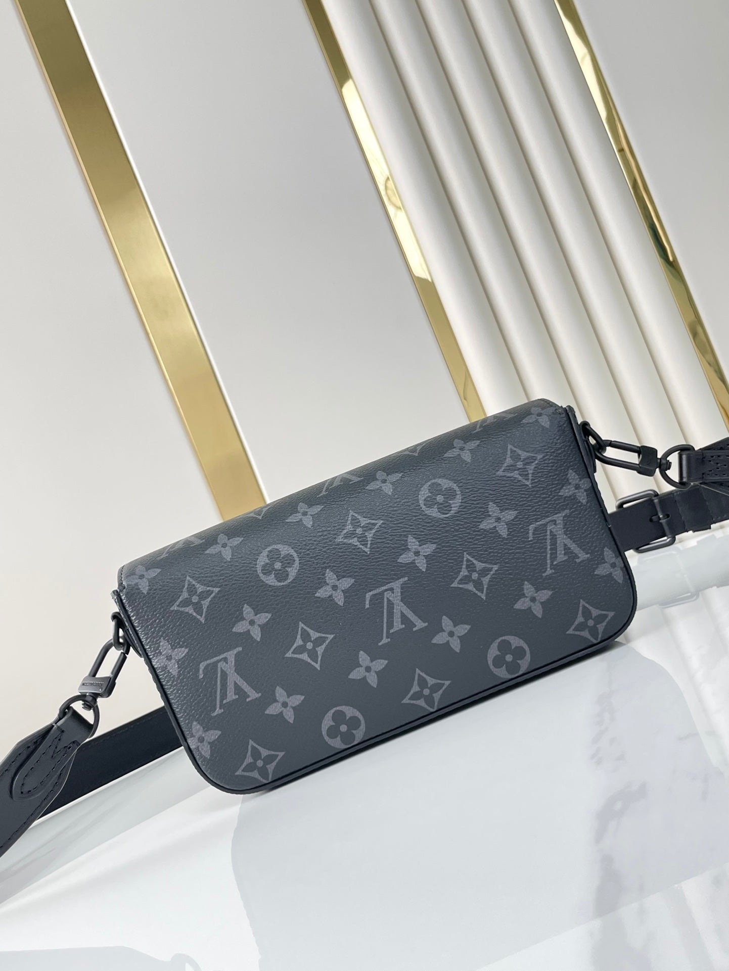 MONTSOURIS WEARABLE WALLET 22 IN GUN METAL MONOGRAM ECLIPSE CANVAS