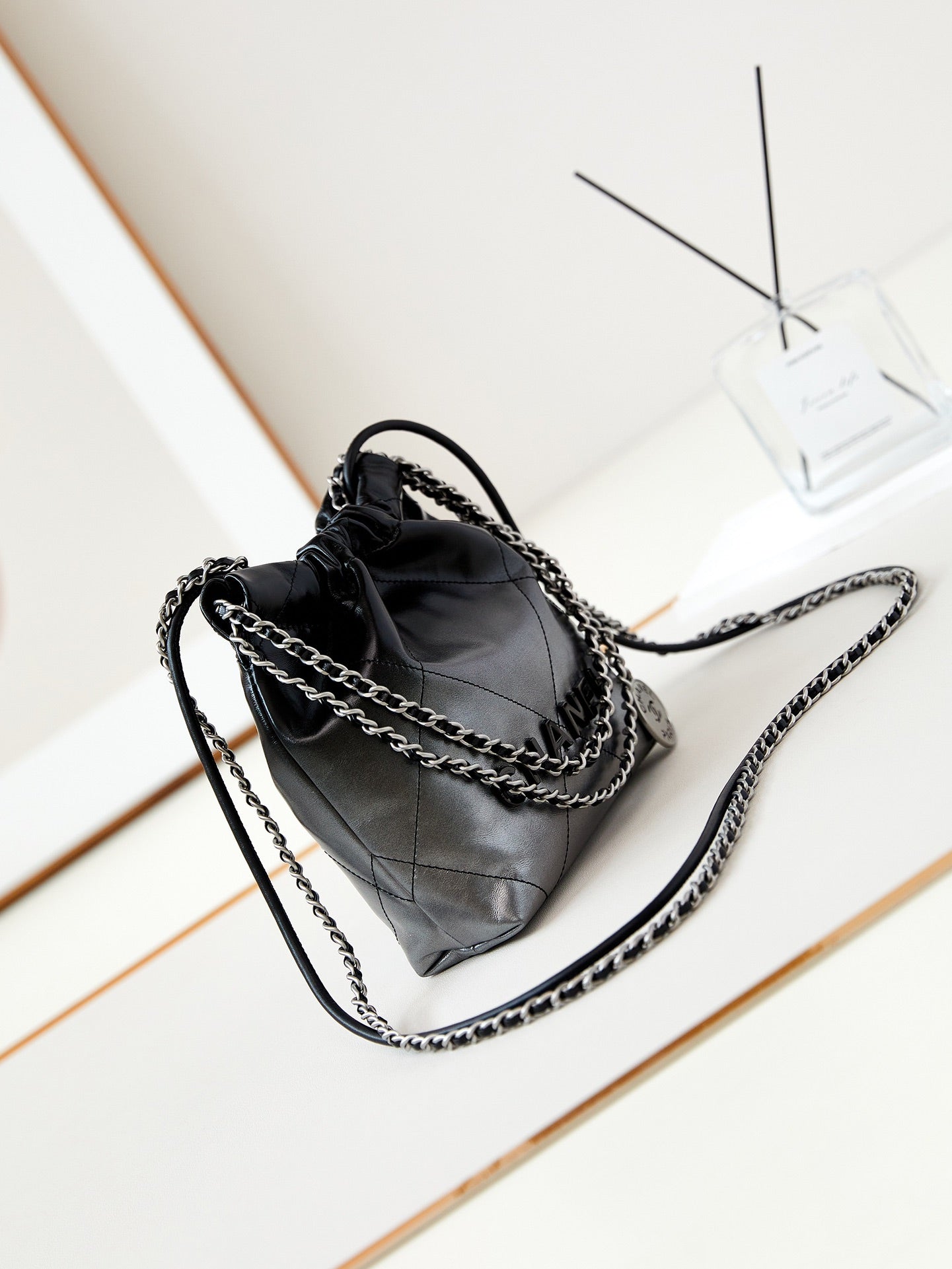 CC MINI 20 HOBO BAG IN BLACK OMBRE CALFSKIN