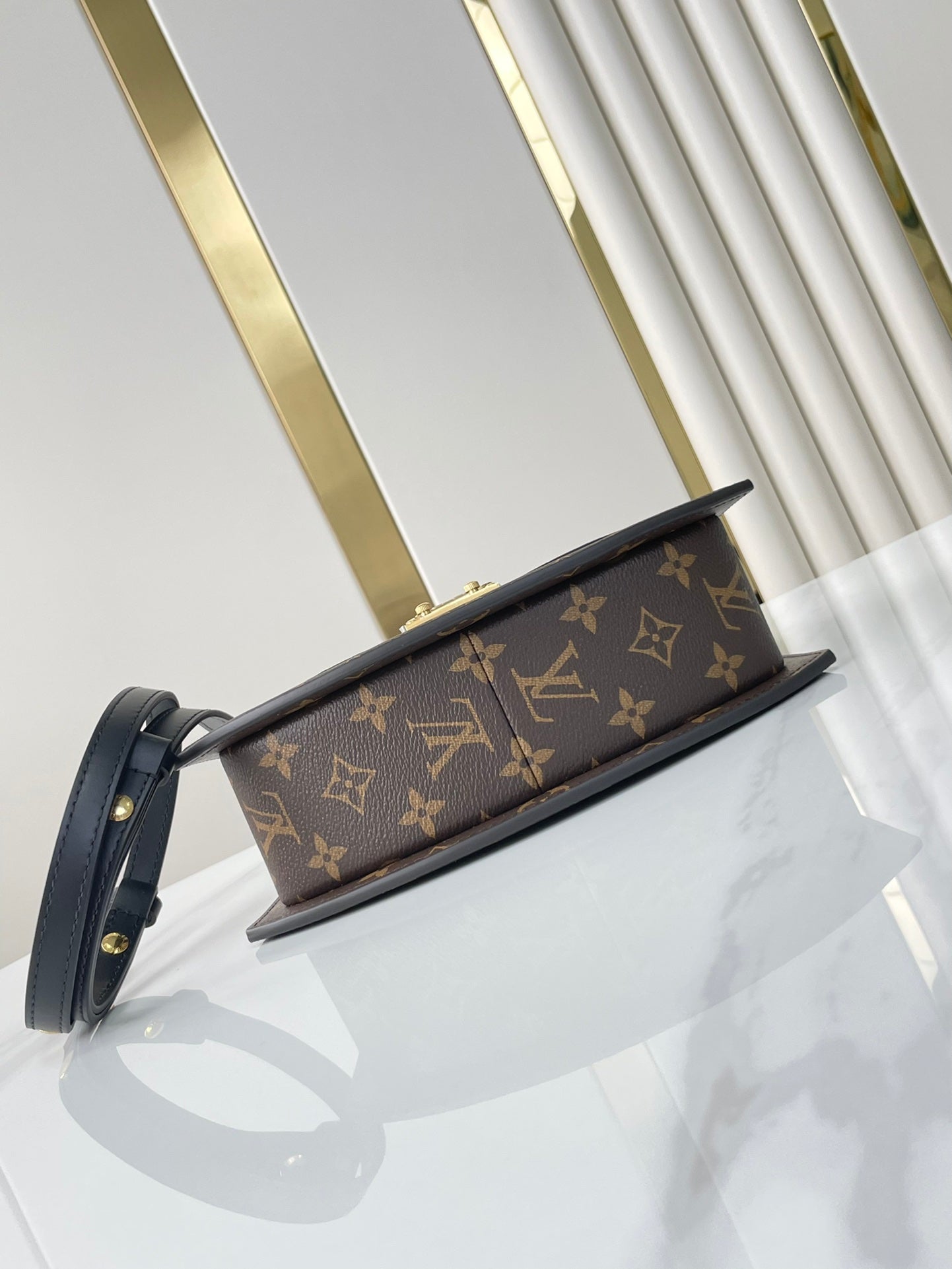 TILSITT 24 IN BROWN MONOGRAM AND MONOGRAM REVERSE CANVAS GOLD BUCKLE