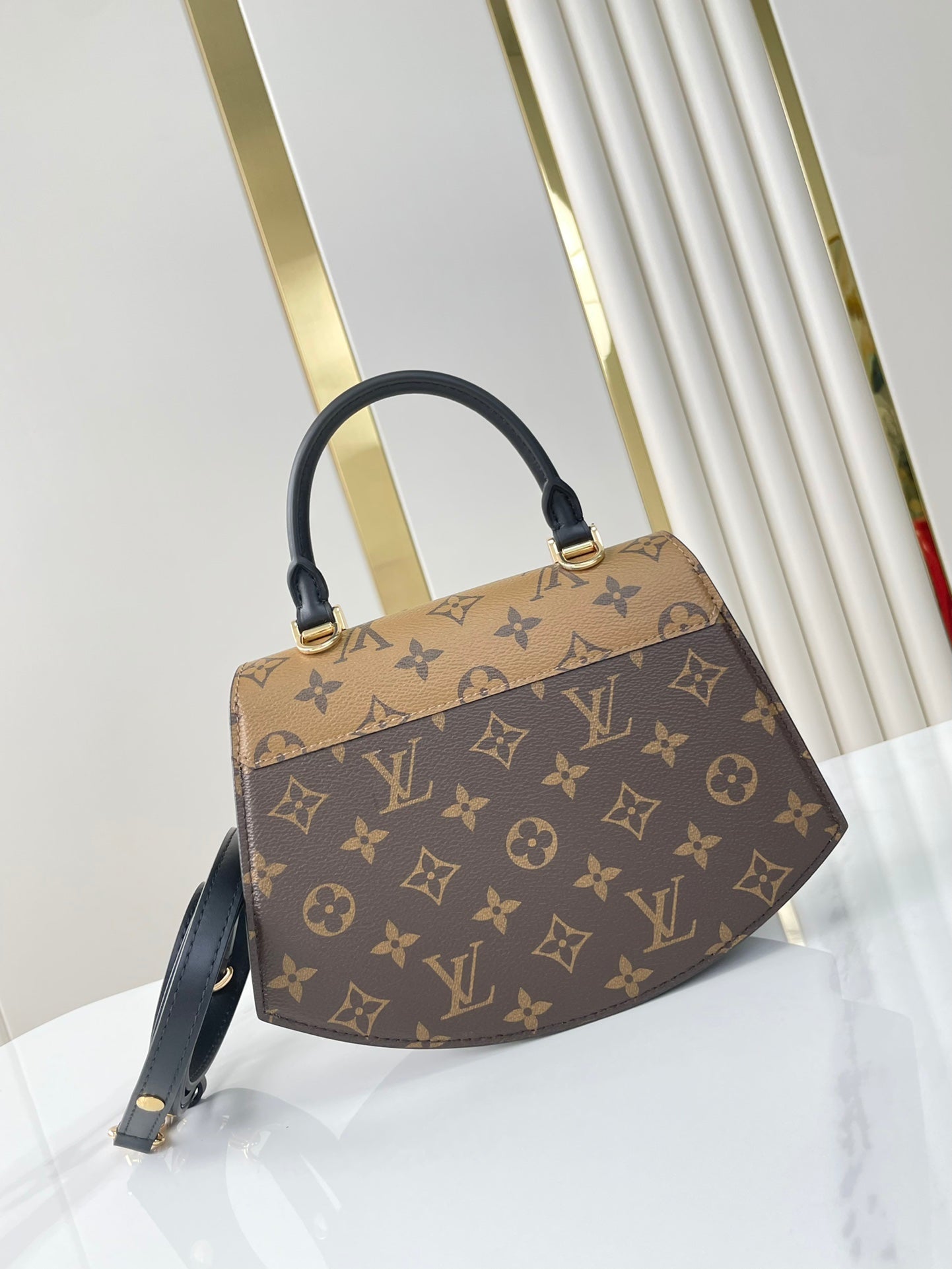 TILSITT 24 IN BROWN MONOGRAM AND MONOGRAM REVERSE CANVAS GOLD BUCKLE