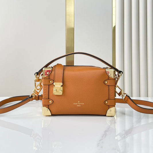 SIDE TRUNK MINI 18 IN ORANGE BROWN CALFSKIN GOLD HARDWARE