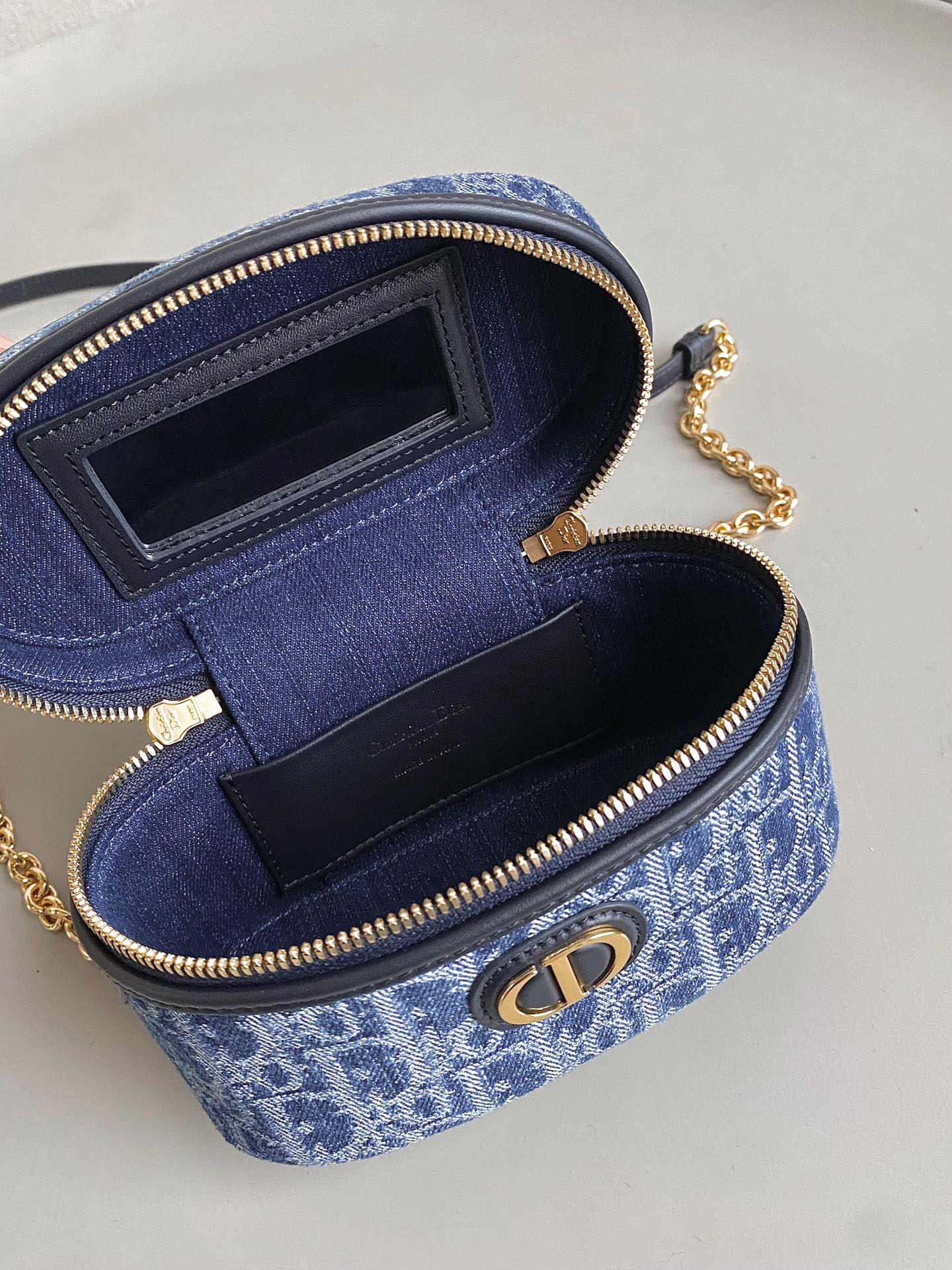 MINI VANITY CASE 16 BLUE DENIM OBLIQUE JACQUARD