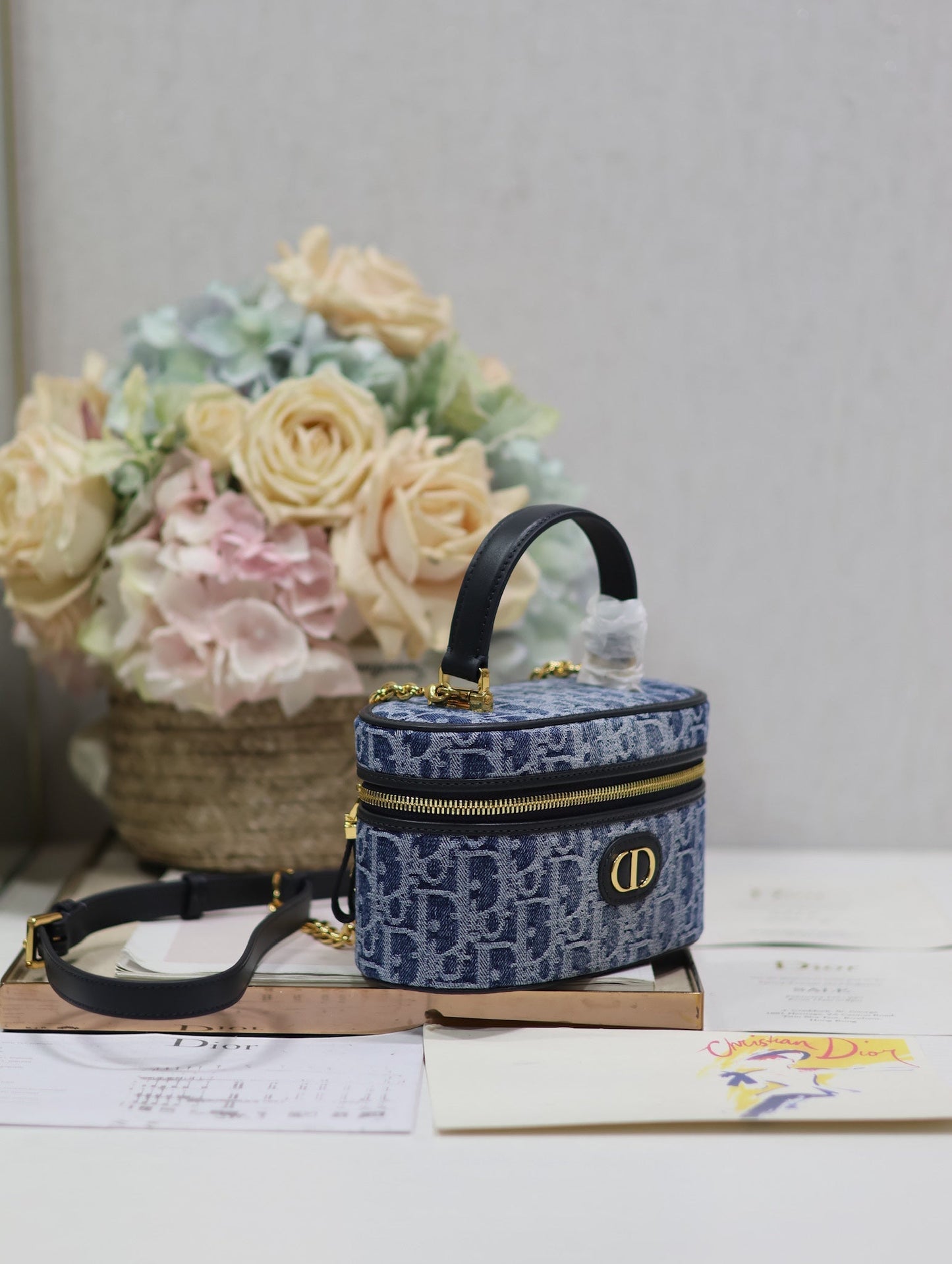 CARO MINI 16 VANITY CASE IN CERULEAN BLUE MONOGRAM DENIM