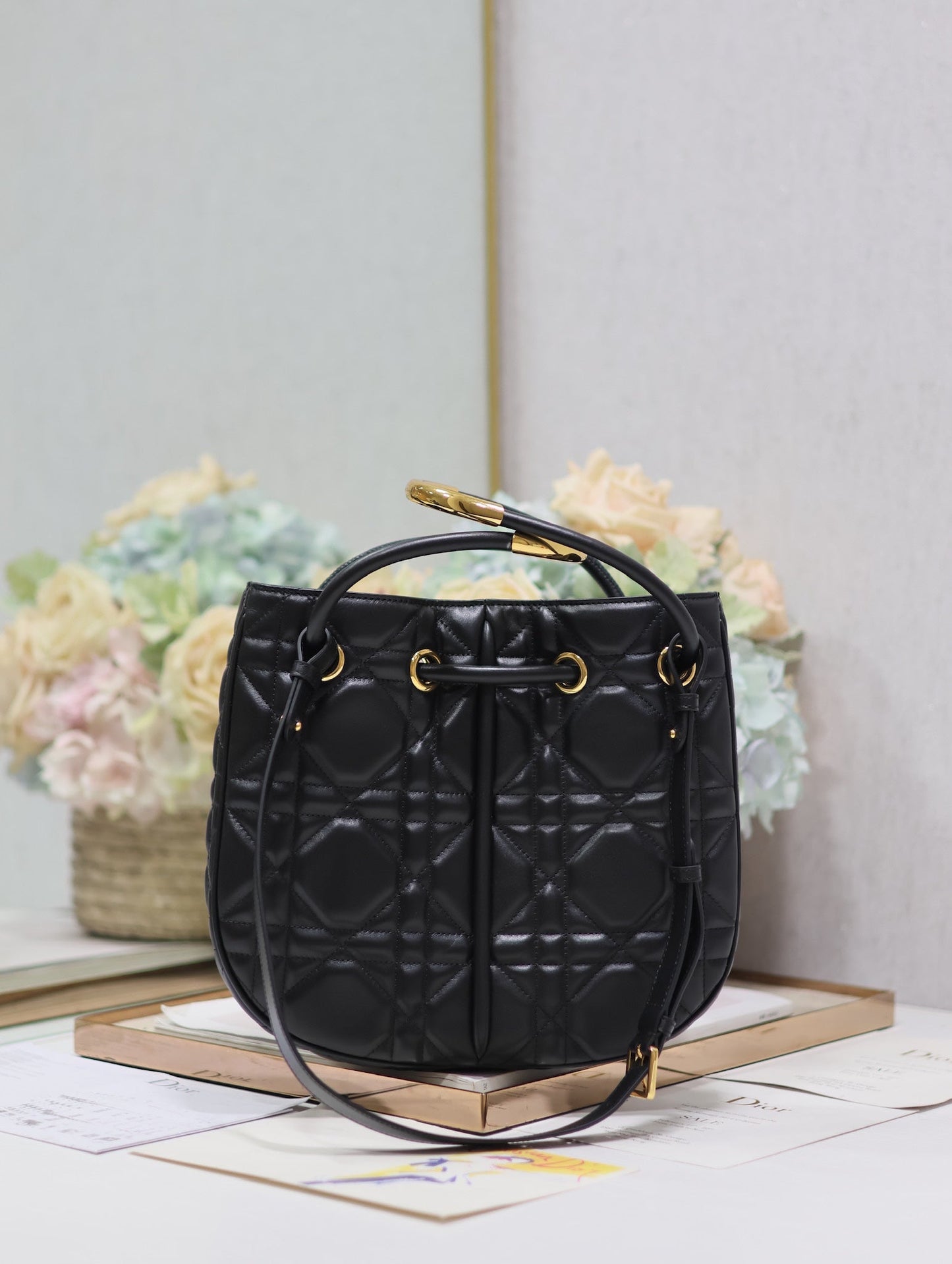 MINI 27 NOLITA BAG IN BLACK MACROCANNAGE CALFSKIN