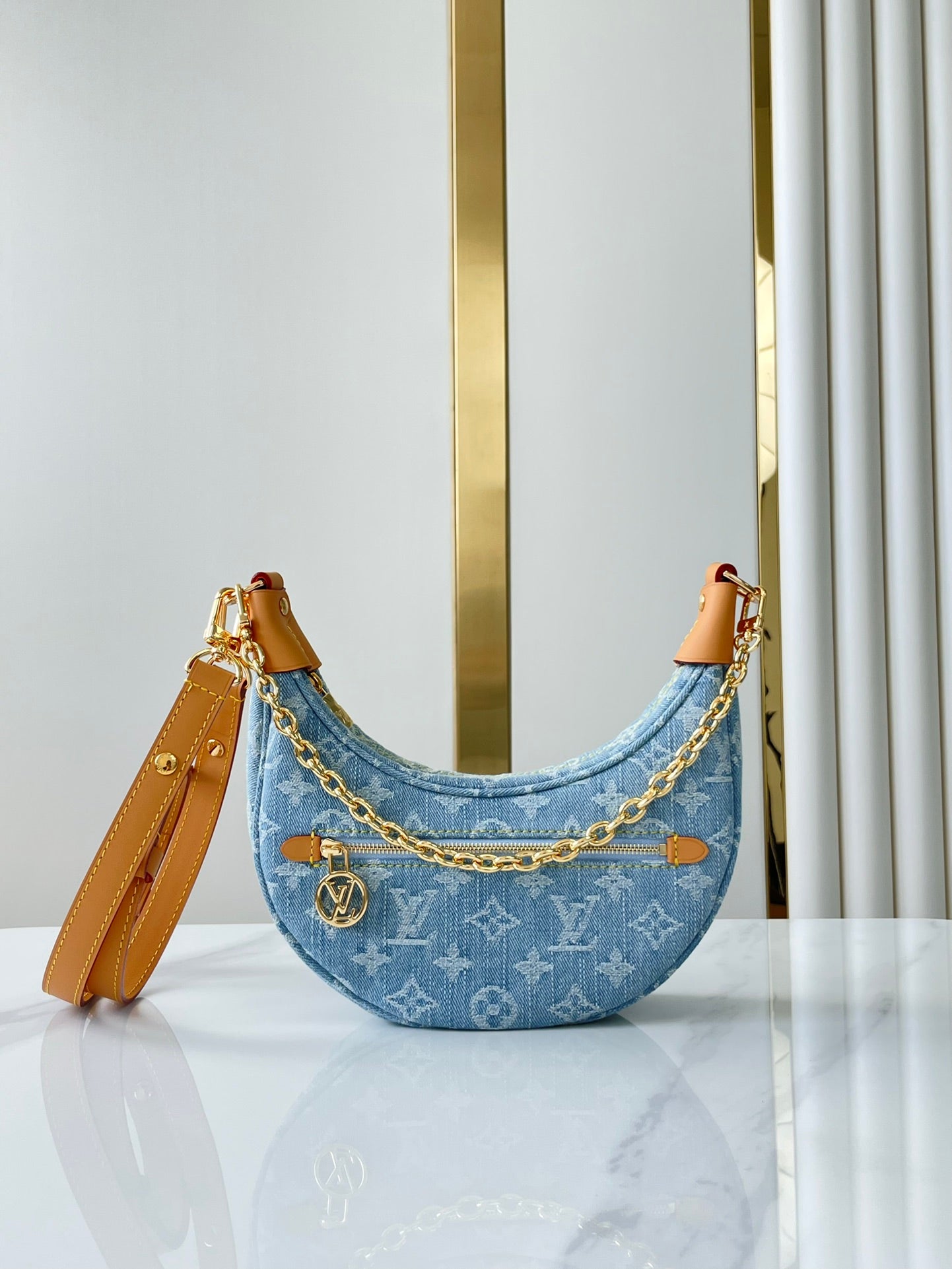 LOOP 29 IN BLUE MONOGRAM DENIM GOLD HARDWARE