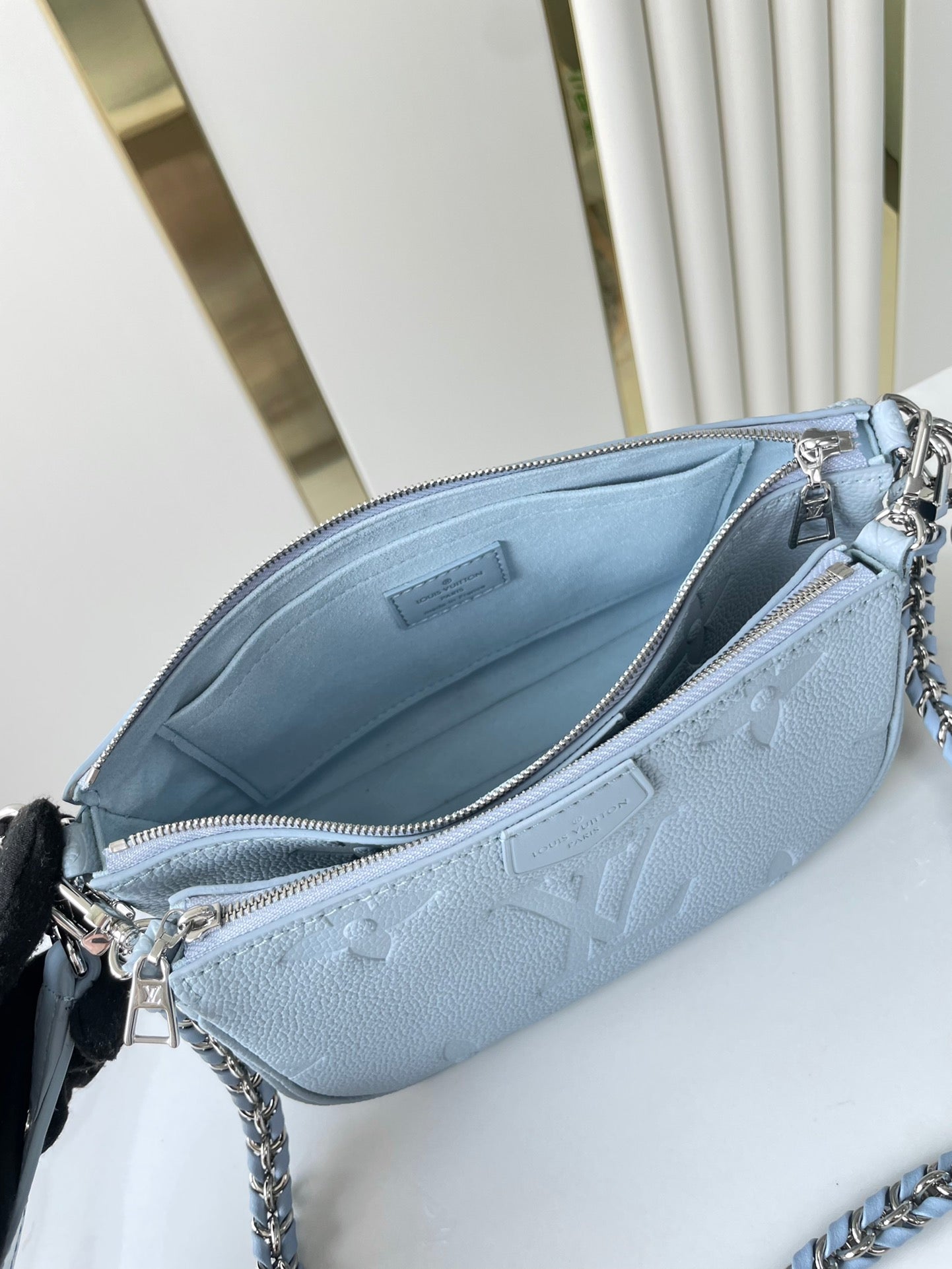 MULTI POCHETTE ACCESSOIRES 24 IN BEAU BLUE MONOGRAM EMPREINTE LEATHER