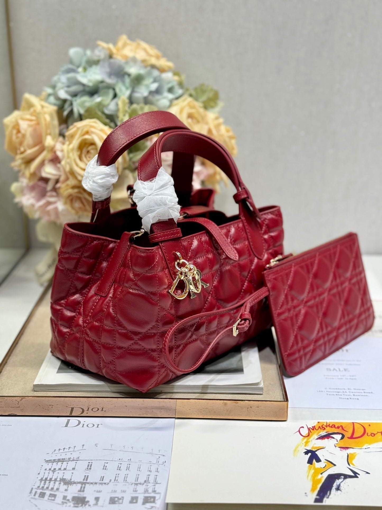 MINI 23 TOUJOURS BAG IN RUBY RED MACROCANNAGE LAMBSKIN