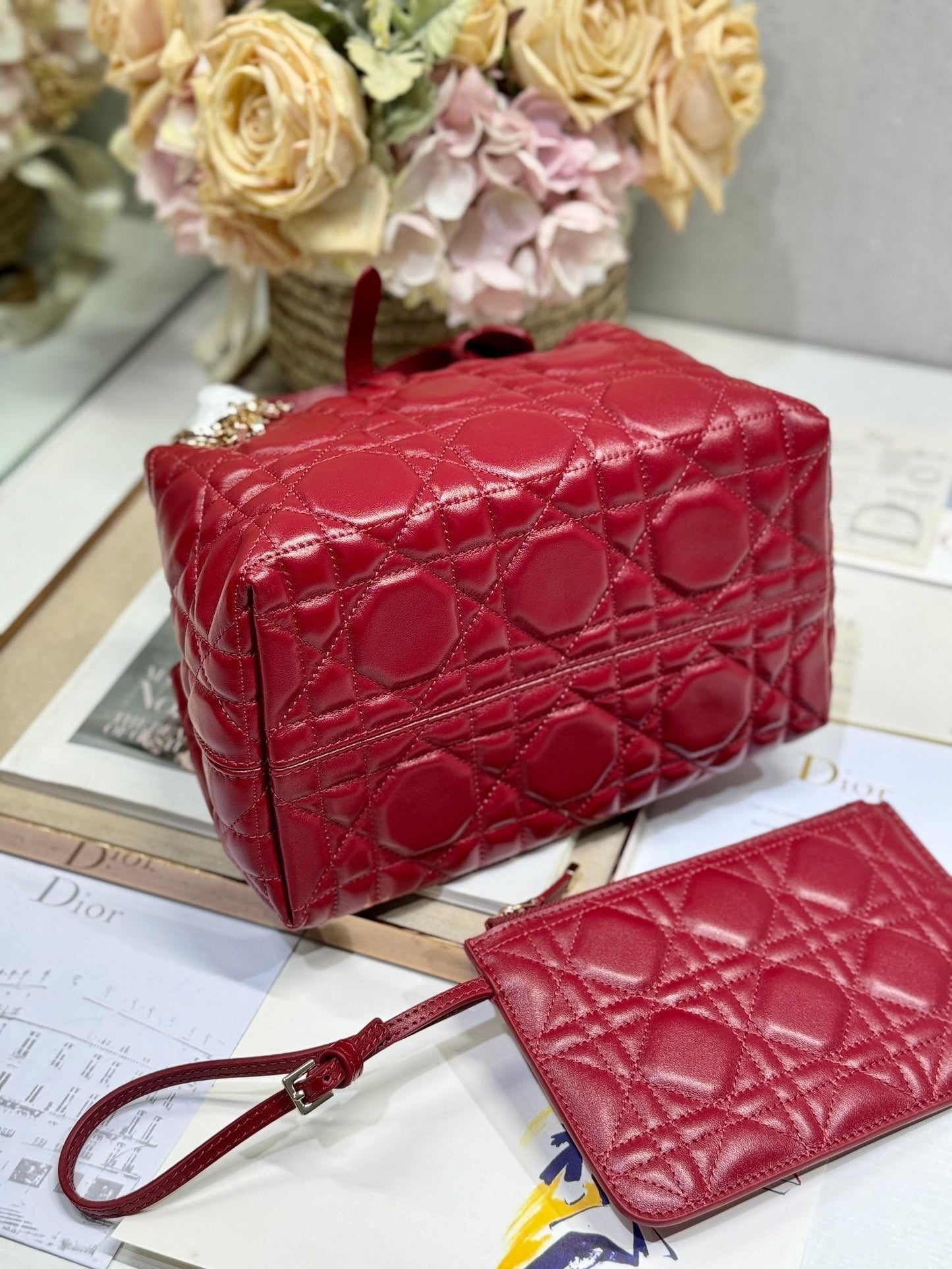 MINI 23 TOUJOURS BAG IN RUBY RED MACROCANNAGE LAMBSKIN