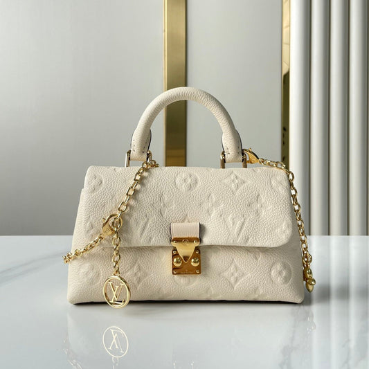 NANO MADELEINE 21 IN CREAM EMBOSSED CALFSKIN GOLD HARDWARE