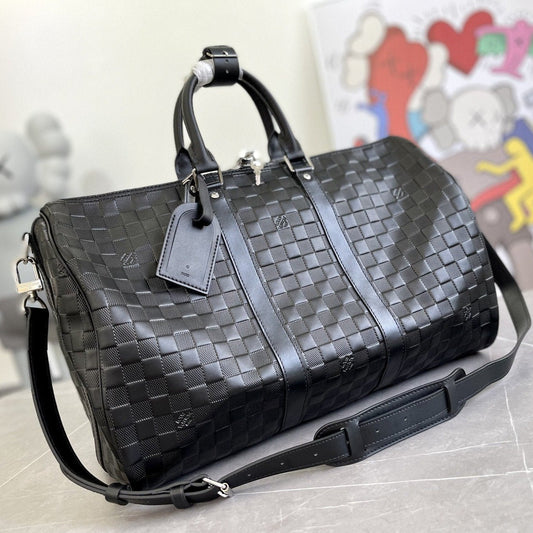 KEEPALL 45 BANDOULIERE BLACK EMPREINTE INFINI