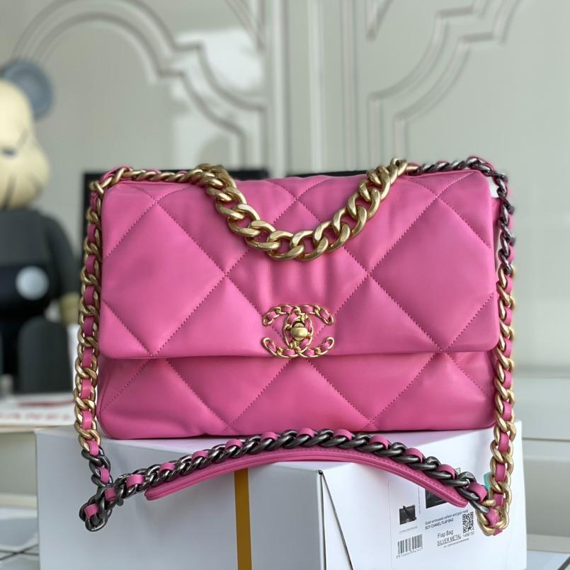 19 FLAP BAG 26 PINK LAMBSKIN