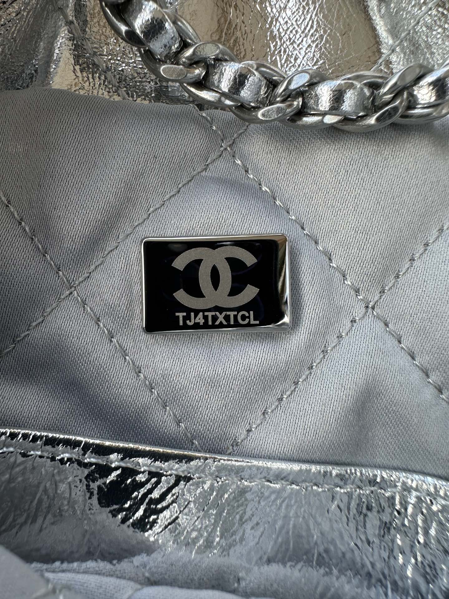 CC MINI 20 BAG IN SILVER METALLIC LAMBSKIN