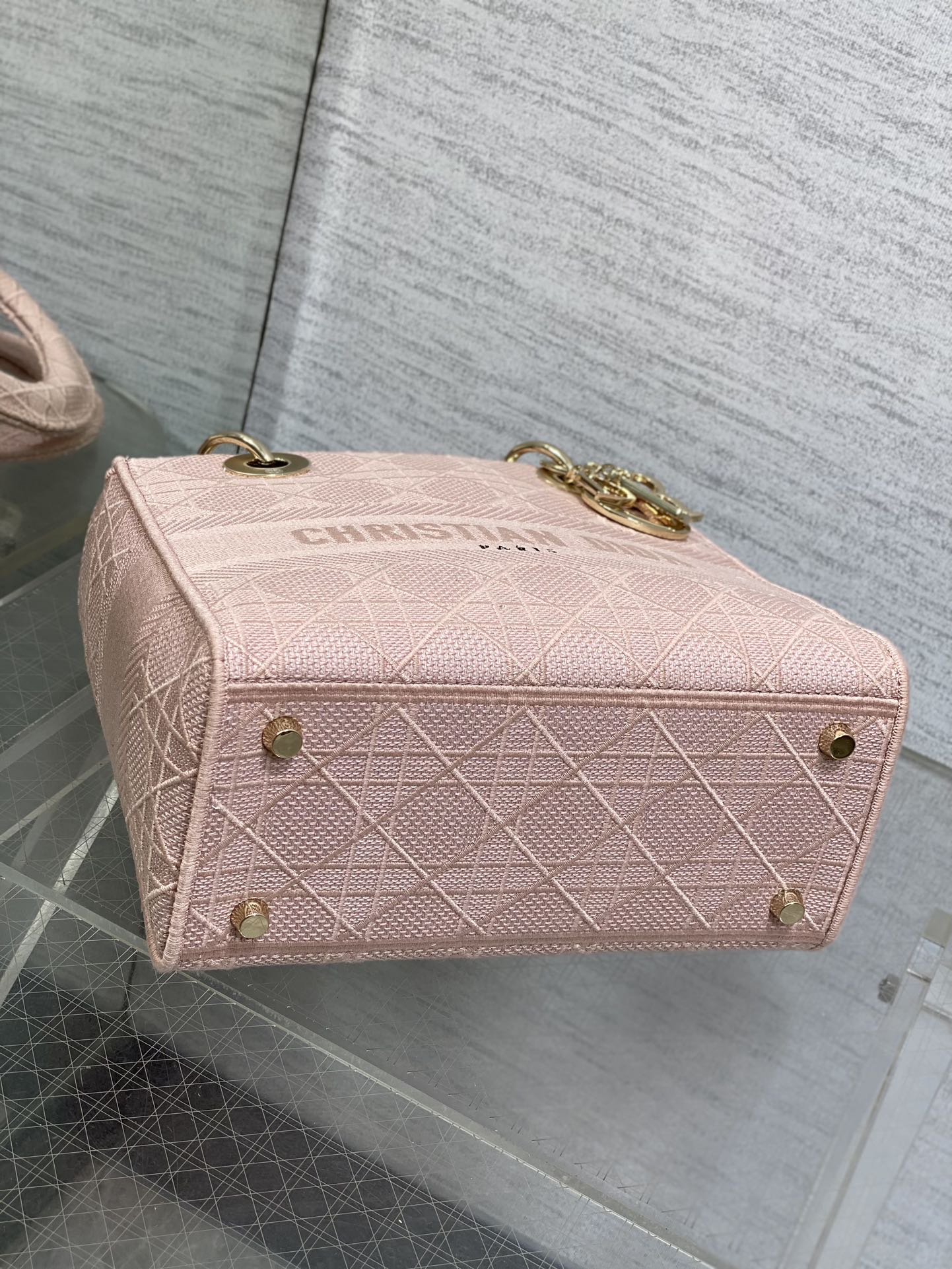 SMALL 24 LADY BAG IN PASTEL PINK CANVAS