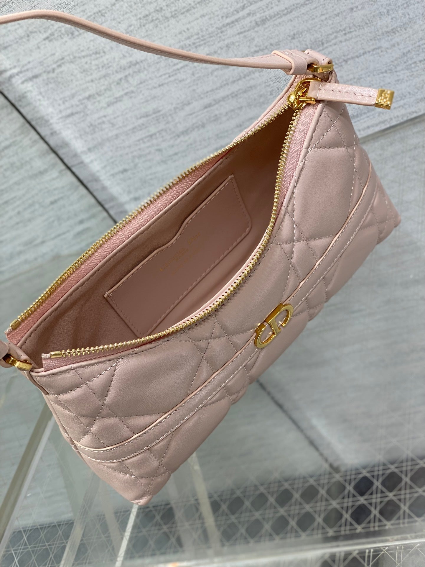 MISS CARO CIGALE MINI 18 BAG POWDER PINK MACROCANNAGE LAMBSKIN