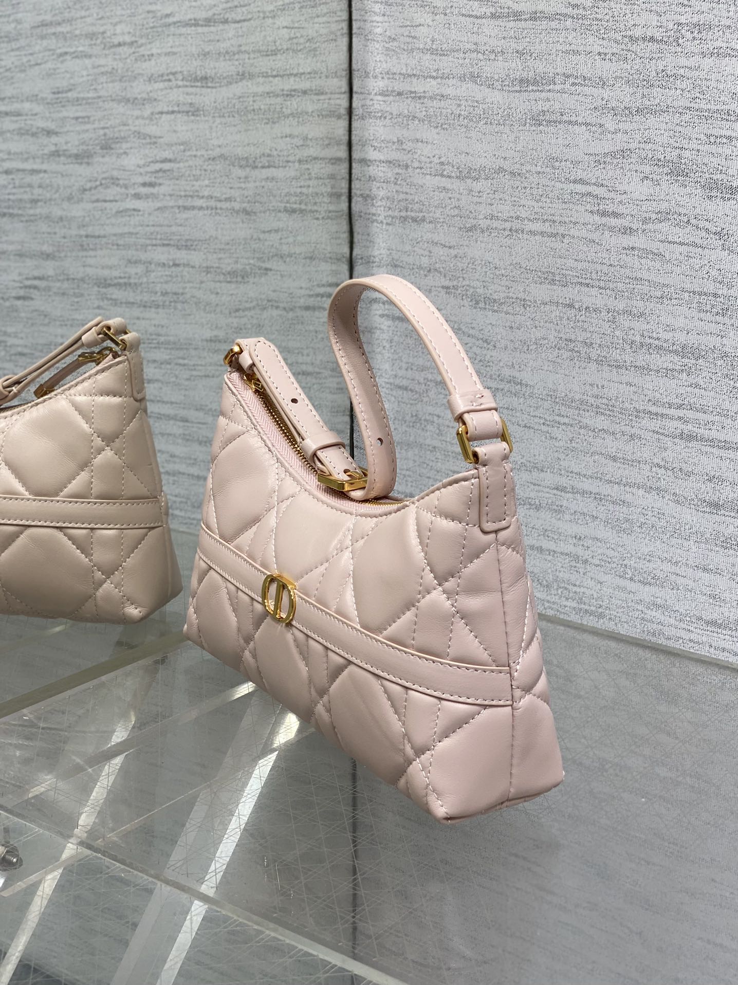 MISS CARO CIGALE MINI 18 BAG POWDER PINK MACROCANNAGE LAMBSKIN