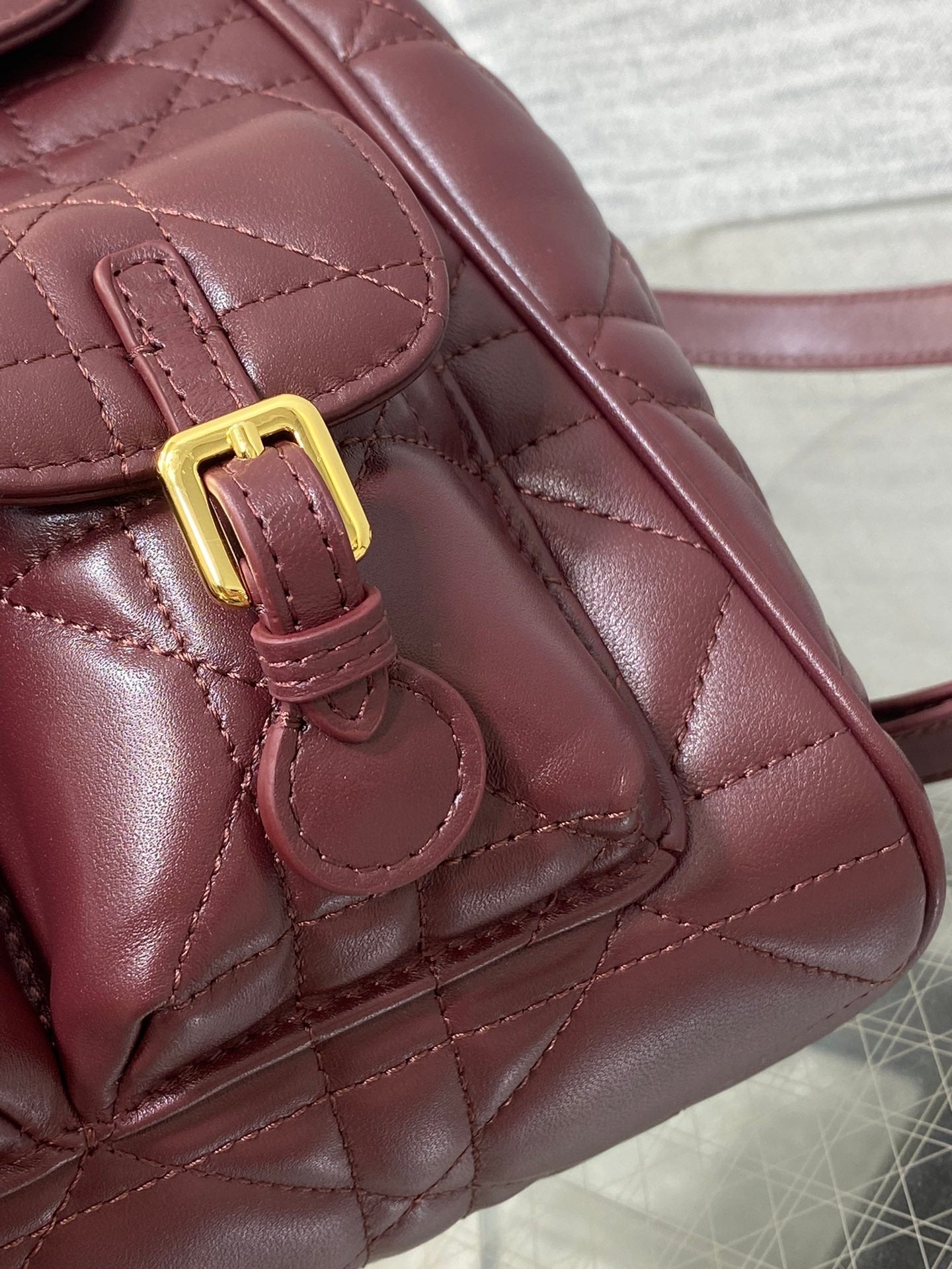 SMALL 23 CARO BACKPACK IN PLUM PURPLE MACROCANNAGE LAMBSKIN