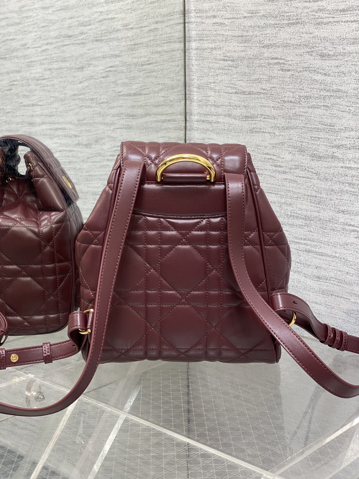 SMALL 23 CARO BACKPACK IN PLUM PURPLE MACROCANNAGE LAMBSKIN