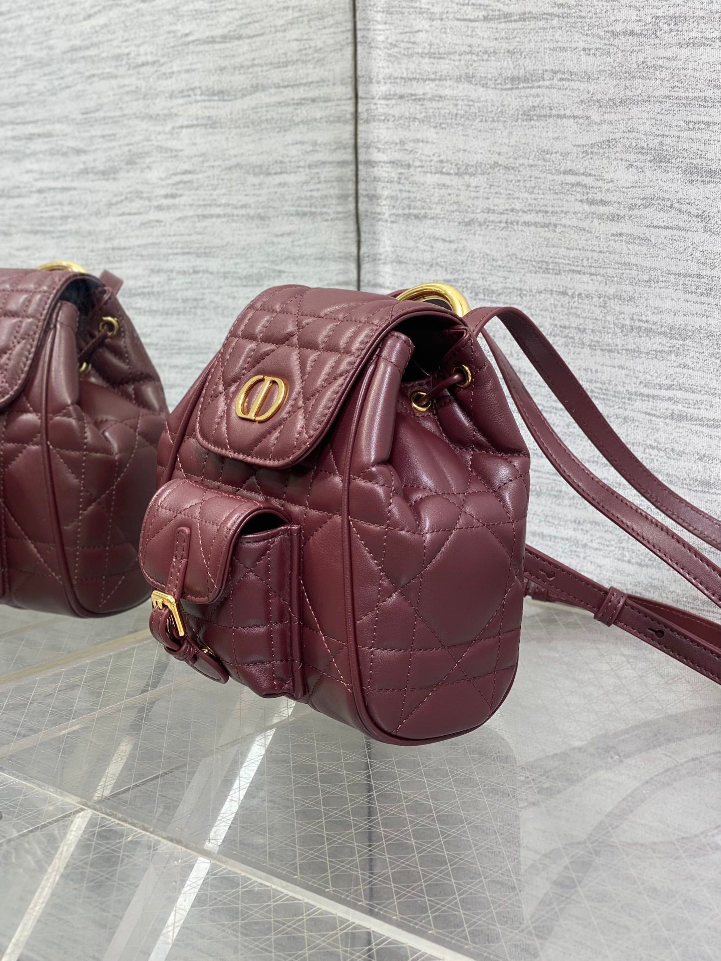 SMALL 20 CARO BACKPACK IN PLUM PURPLE MACROCANNAGE LAMBSKIN