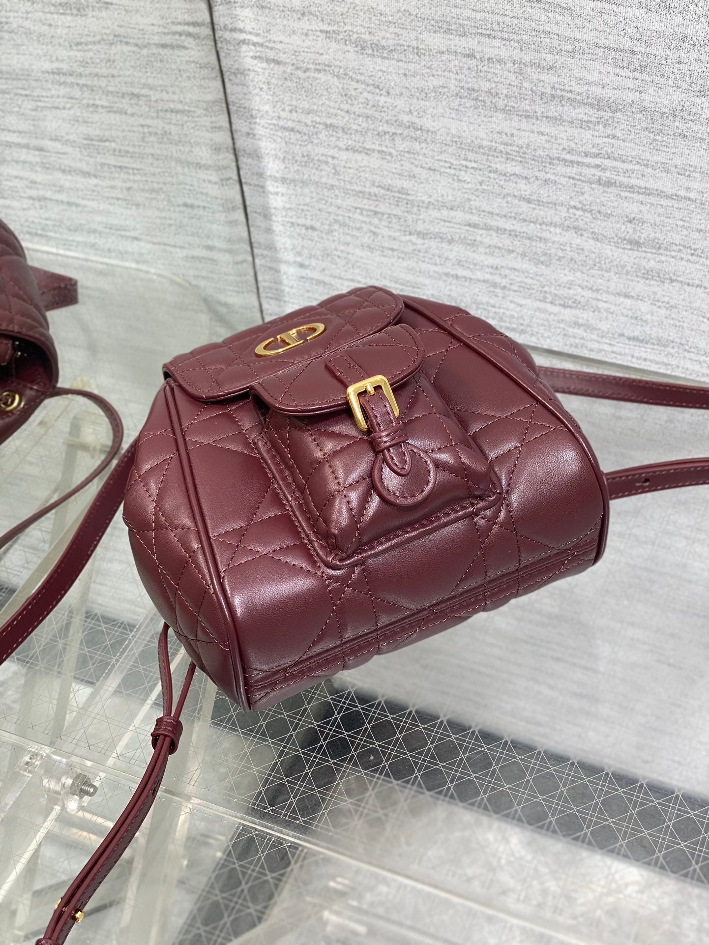 SMALL 20 CARO BACKPACK IN PLUM PURPLE MACROCANNAGE LAMBSKIN