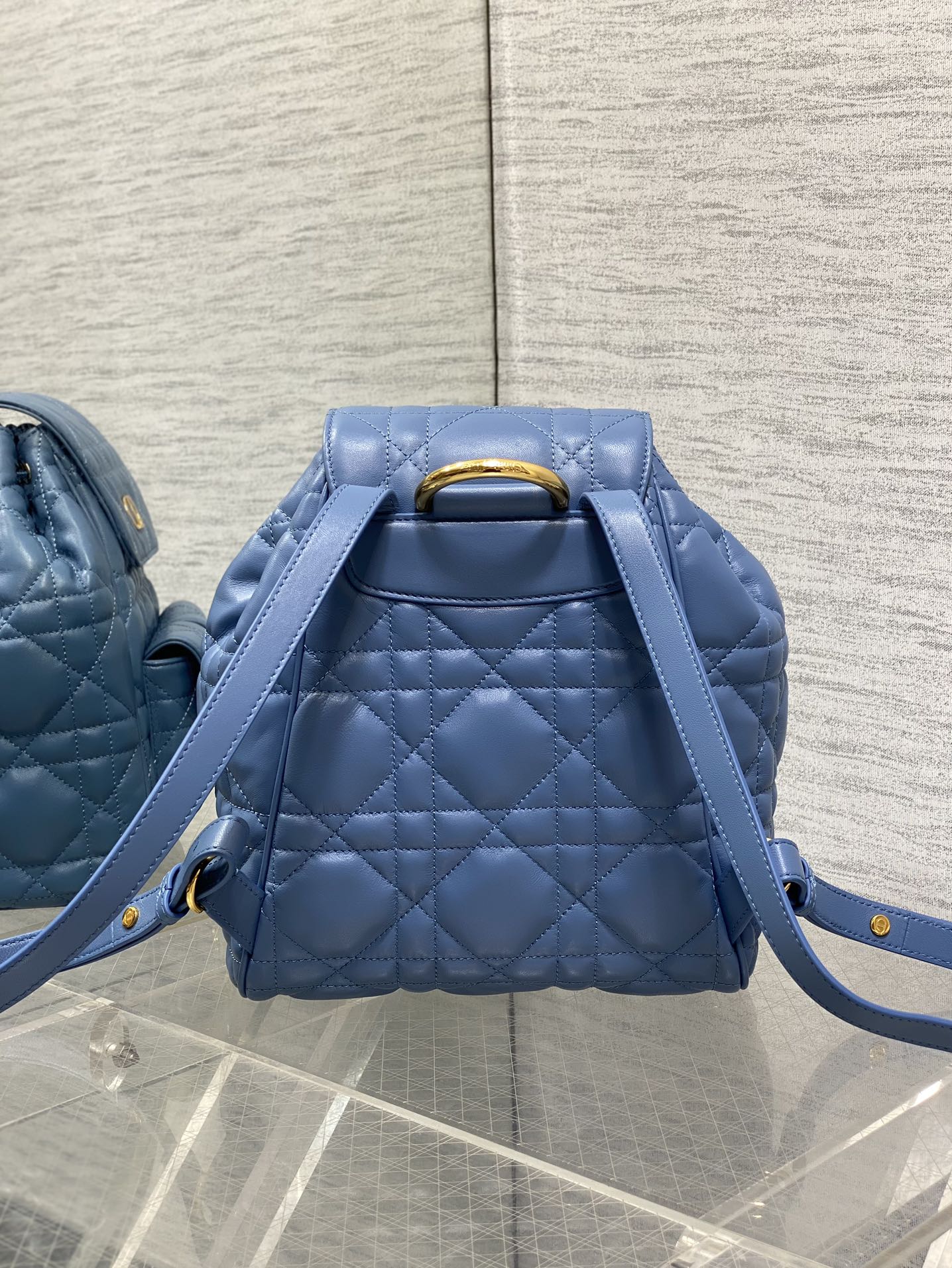 SMALL 20 CARO BACKPACK IN ROYAL BLUE MACROCANNAGE LAMBSKIN