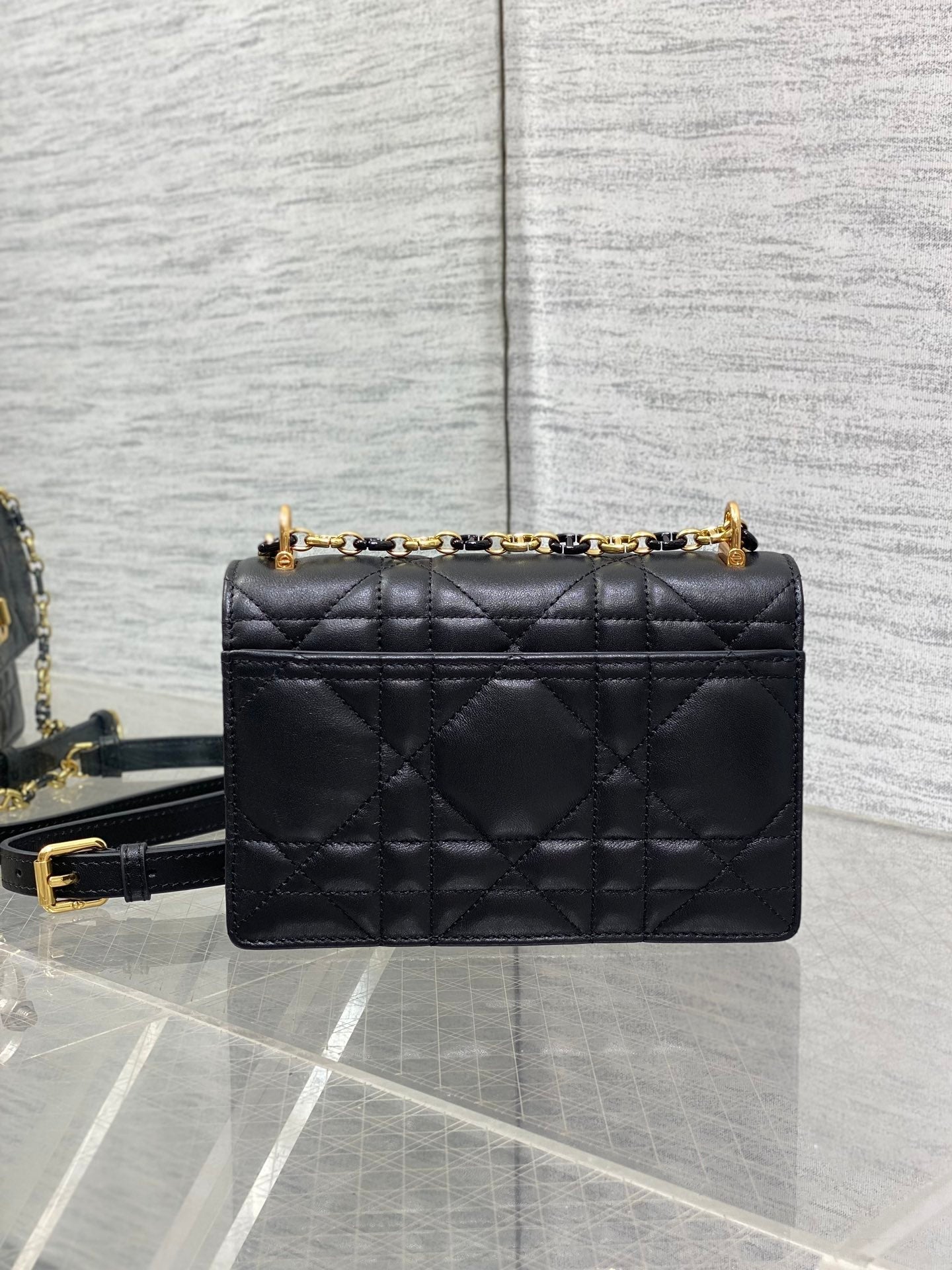 MISS CARO MINI 17 BAG IN BLACK MACROCANNAGE LAMBSKIN