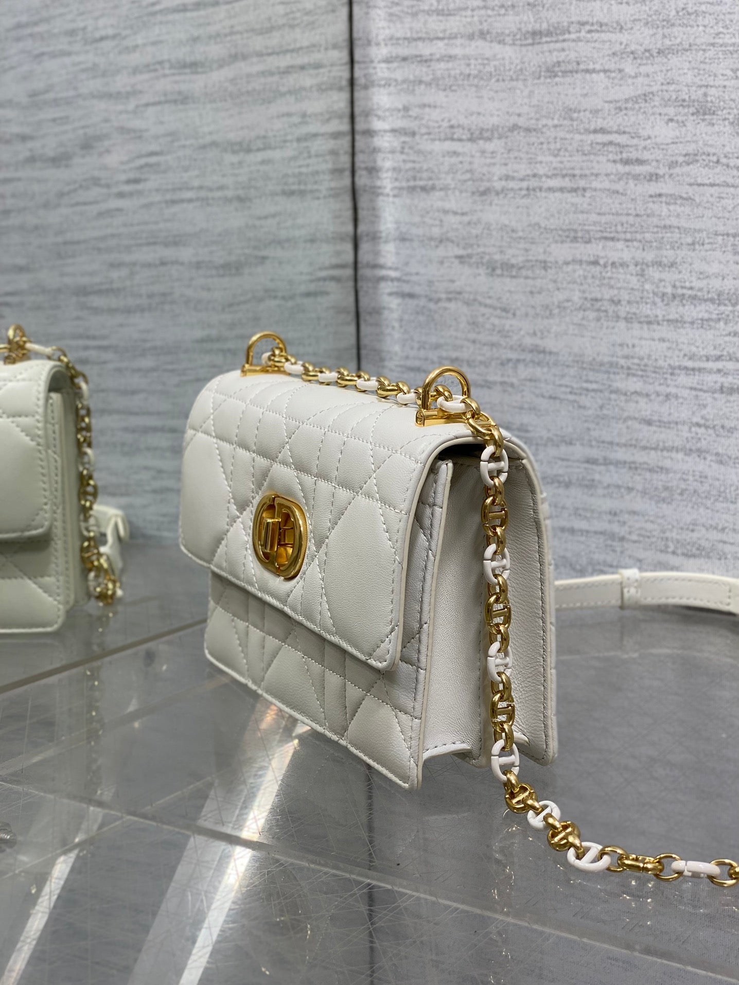 MISS CARO MINI 17 BAG IN WHITE MACROCANNAGE LAMBSKIN